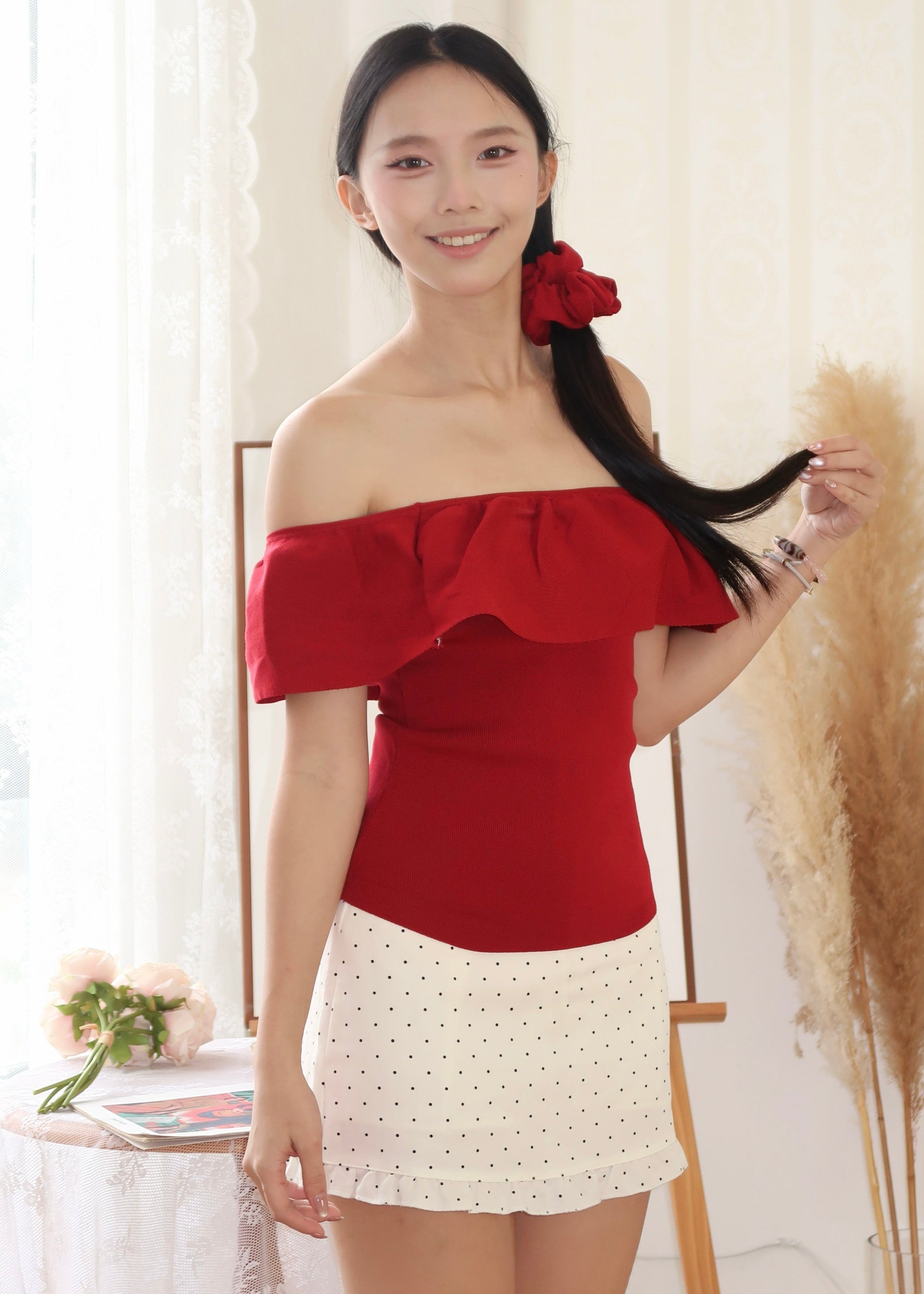 Soft Offie Knit Top - Red