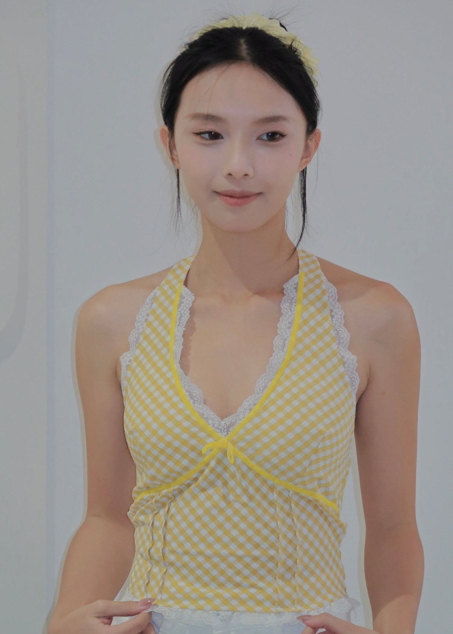 Chic Bow Halter Top - Yellow