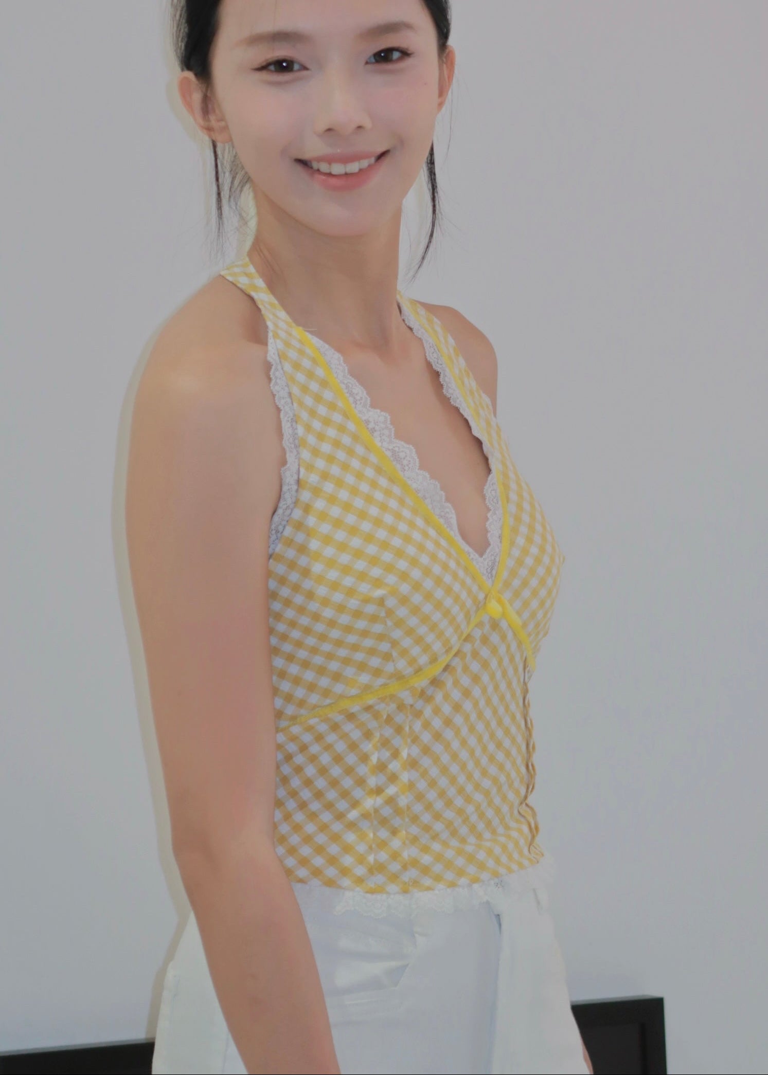 Chic Bow Halter Top - Yellow