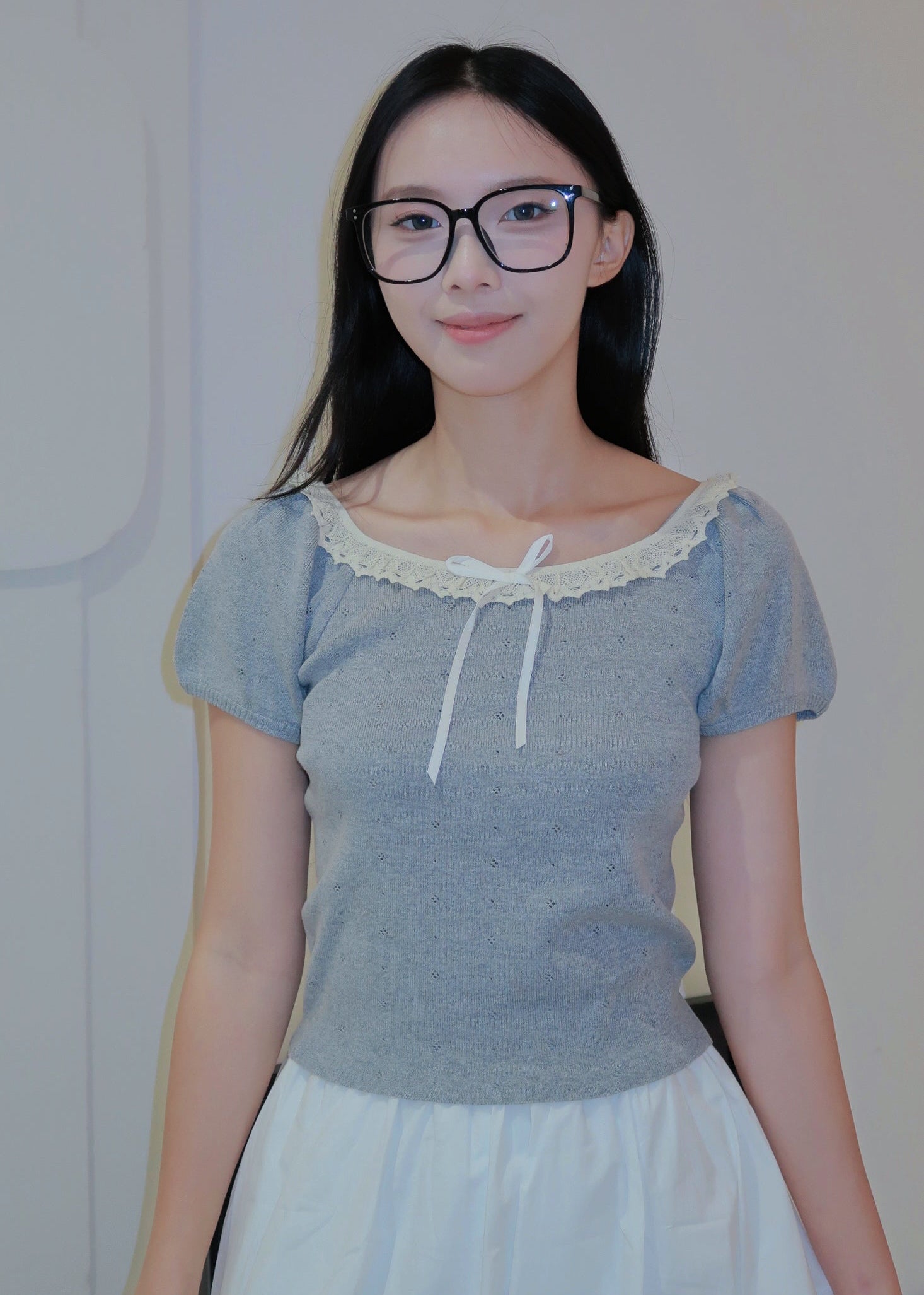Puff Ruffle Top - Grey
