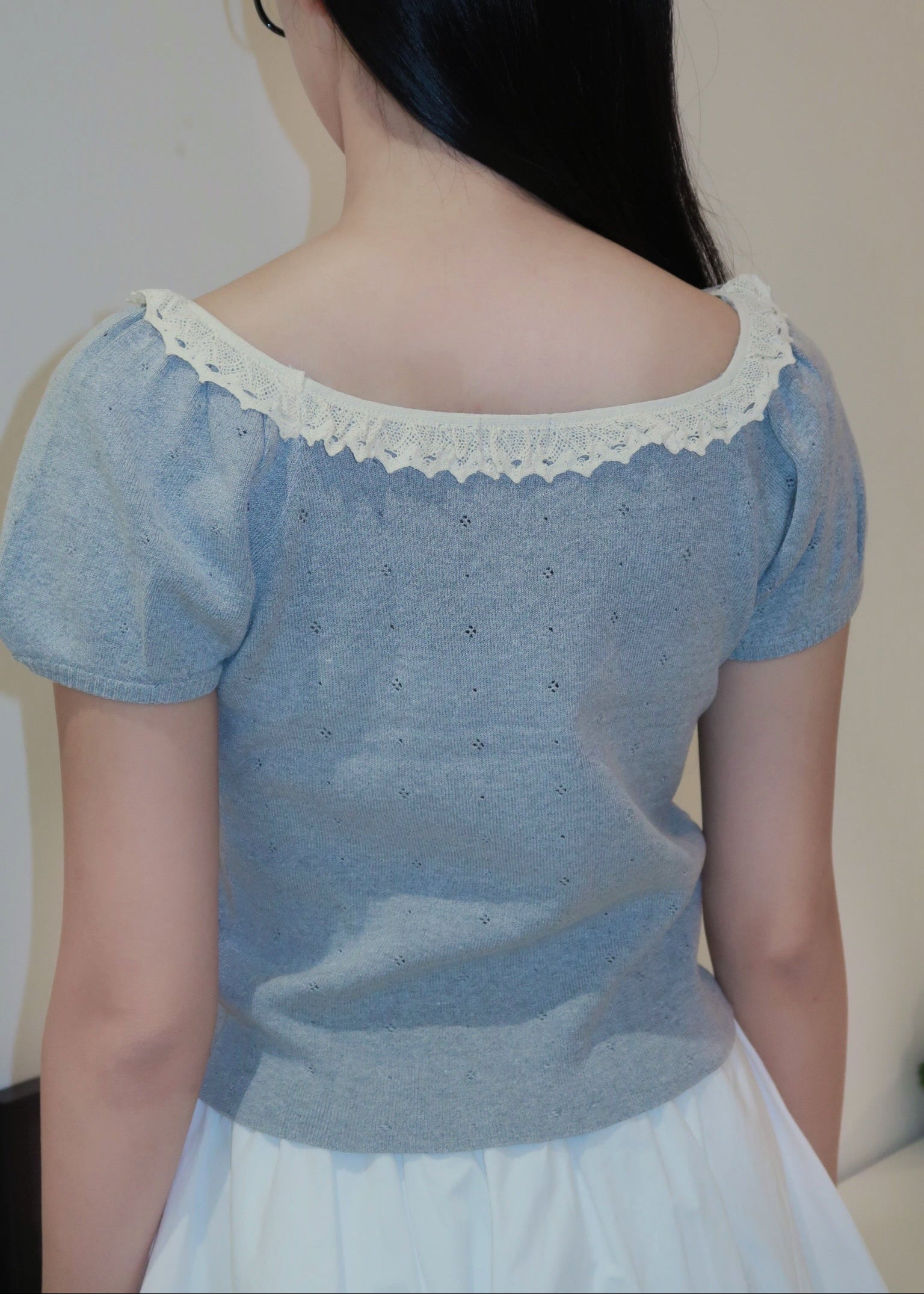 Puff Ruffle Top - Grey