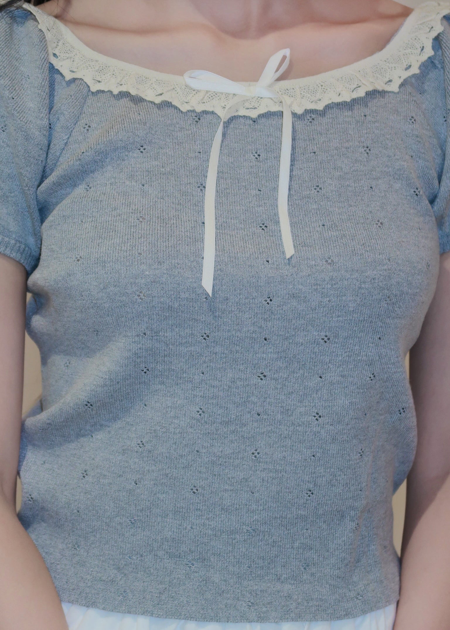 Puff Ruffle Top - Grey