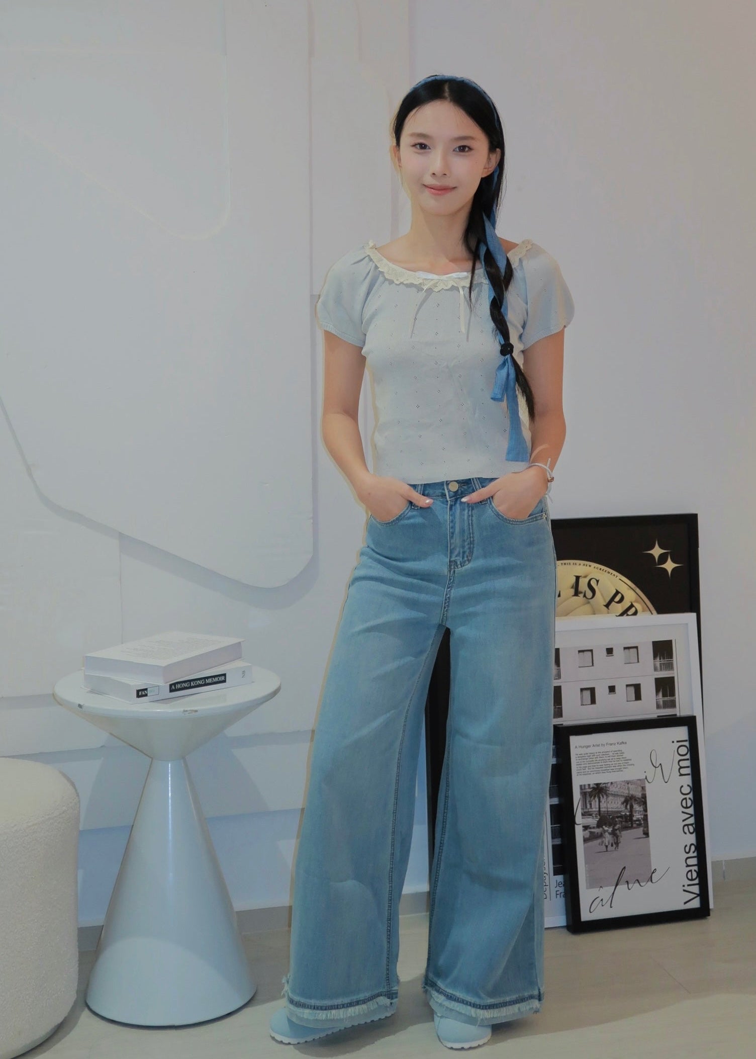 Puff Ruffle Top - Blue
