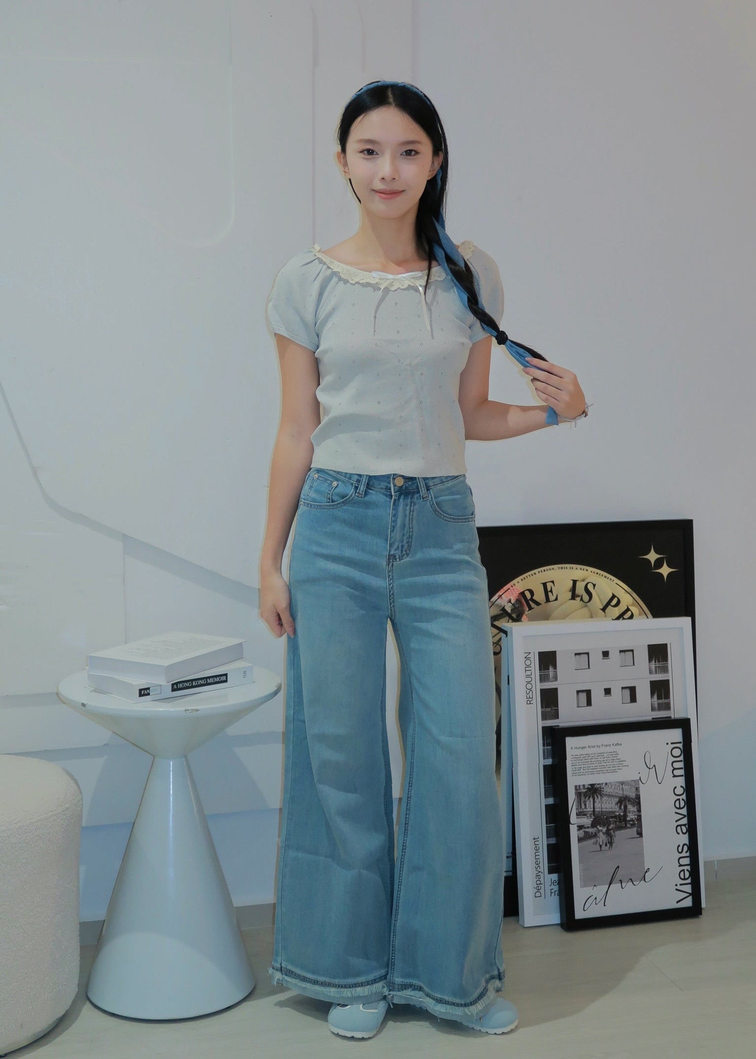 Puff Ruffle Top - Blue