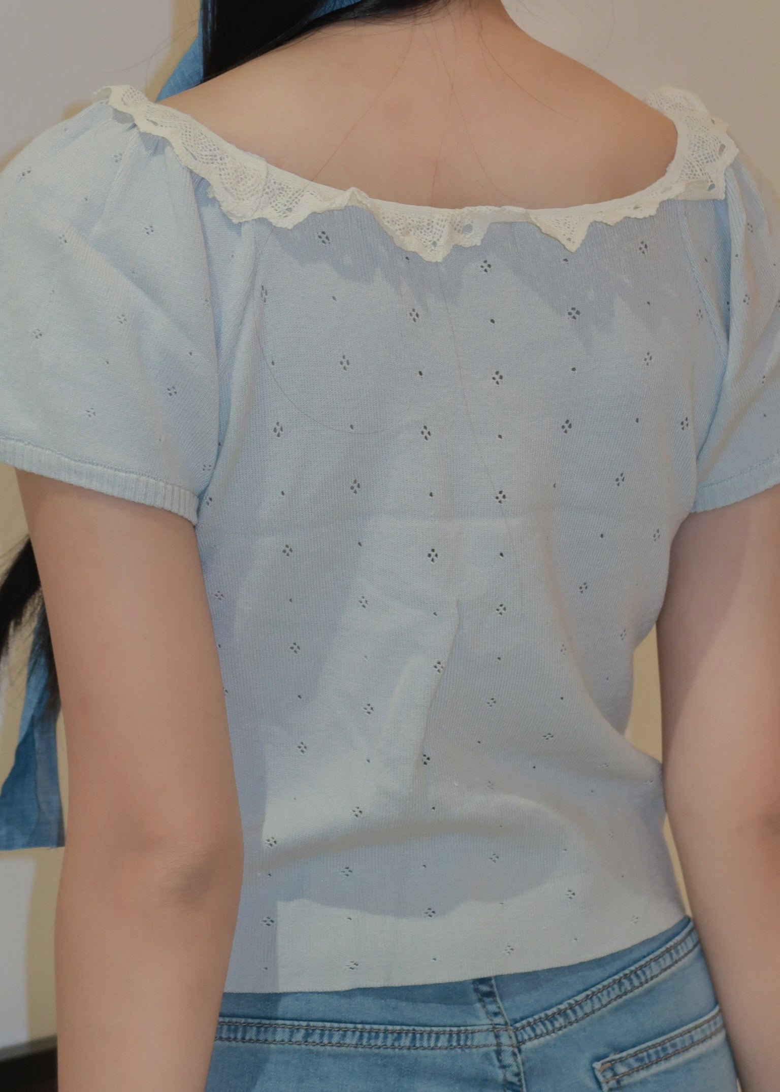 Puff Ruffle Top - Blue