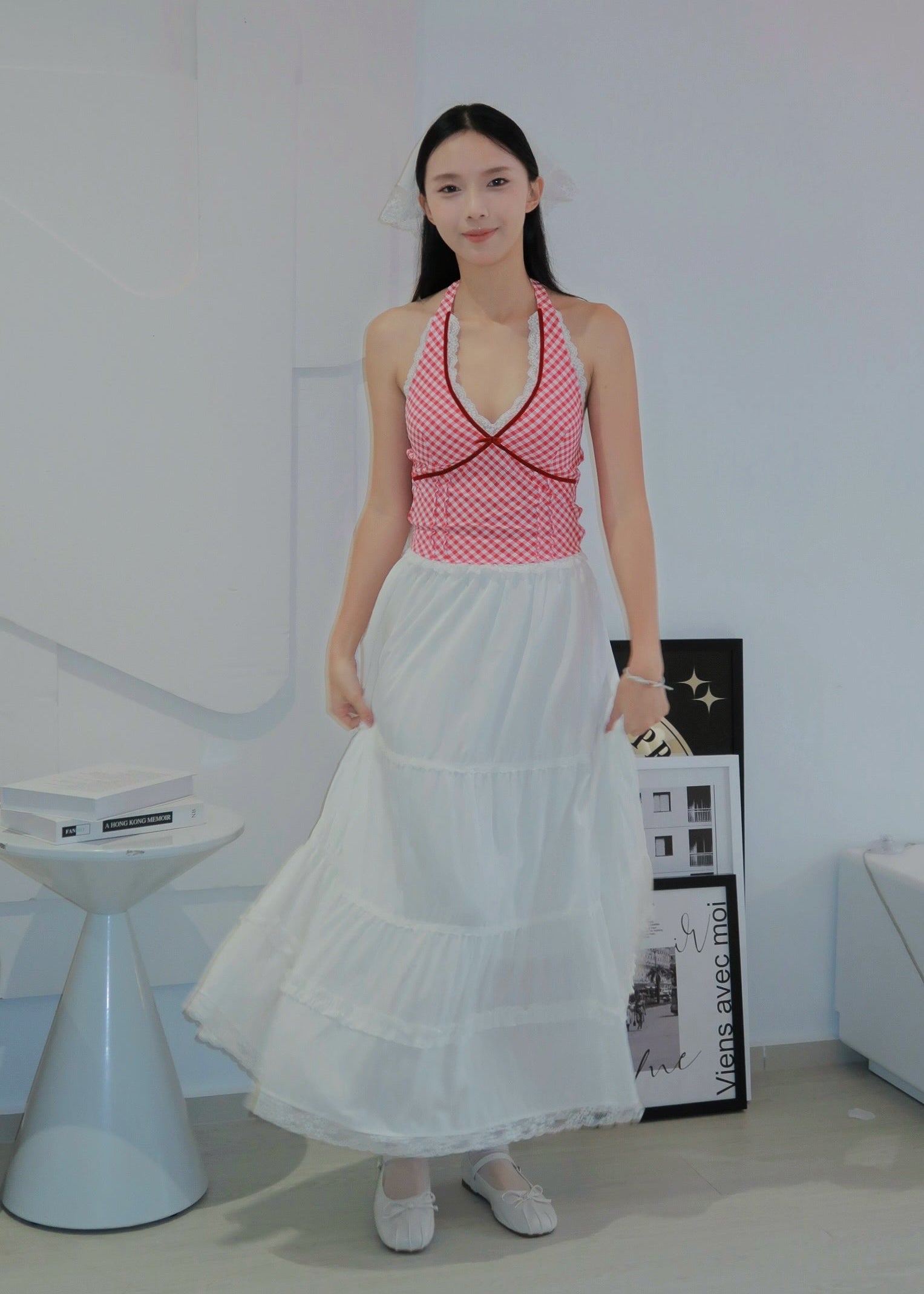 Chic Bow Halter Top - Red