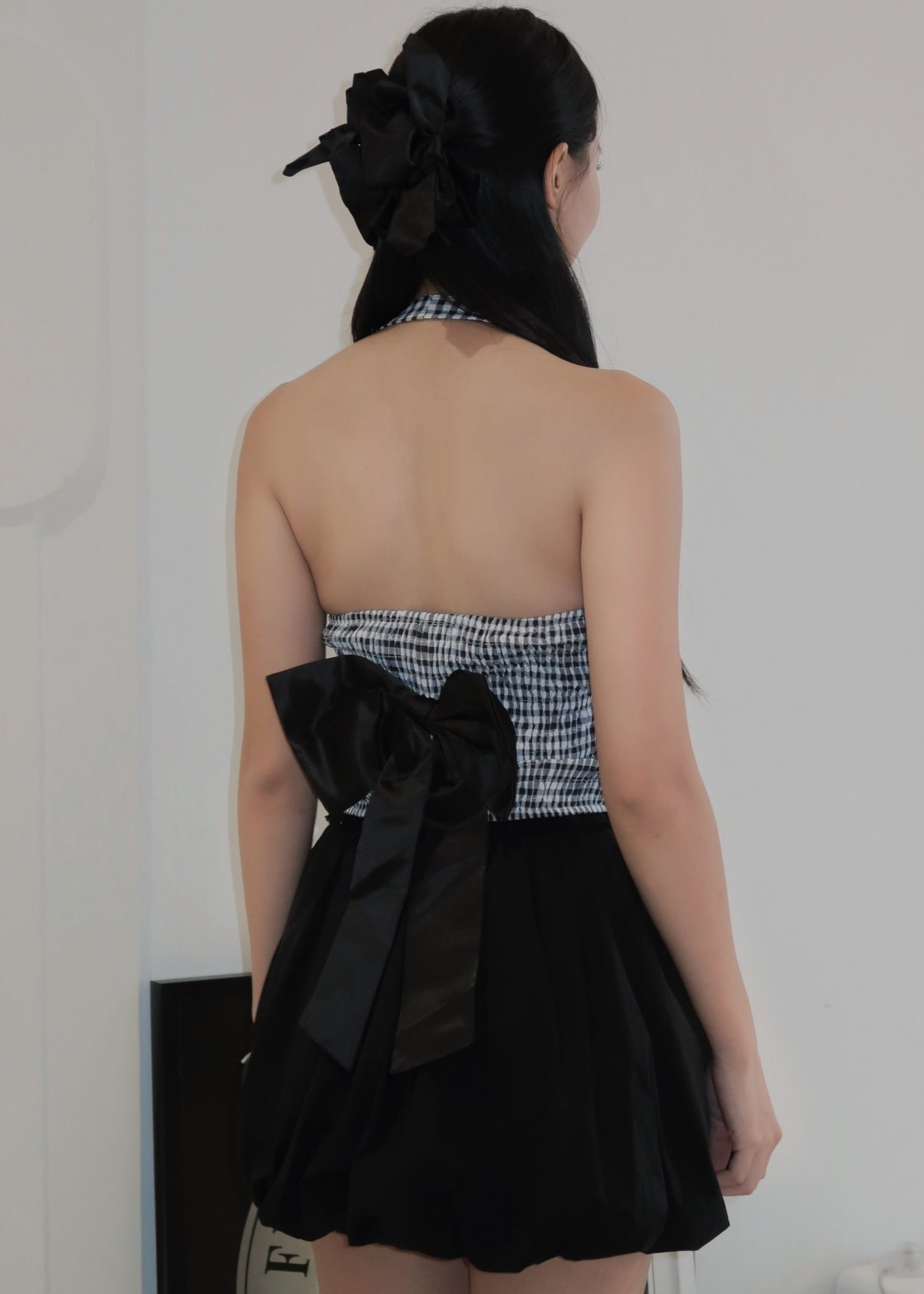 Chic Bow Halter Top - Black