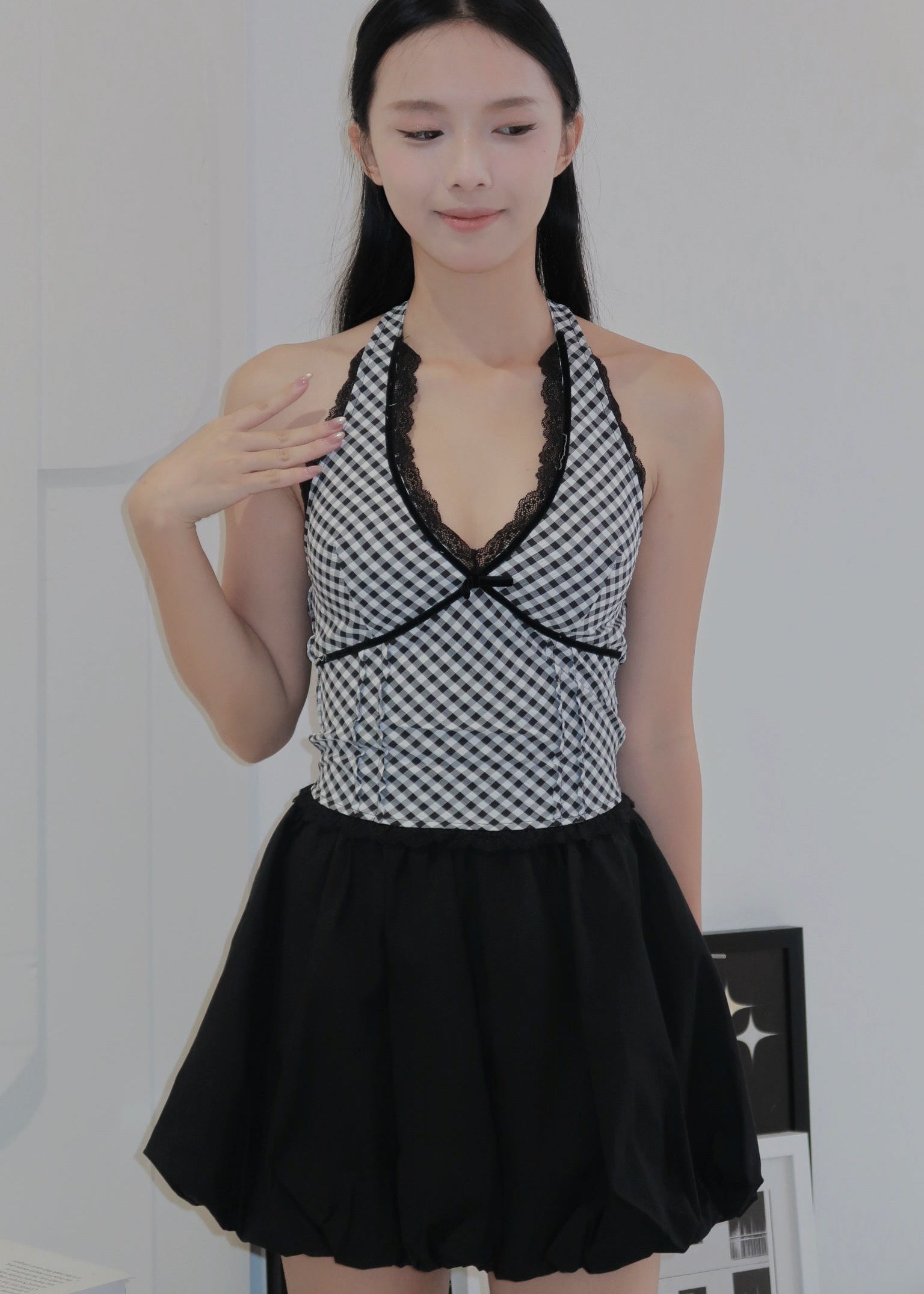 Chic Bow Halter Top - Black