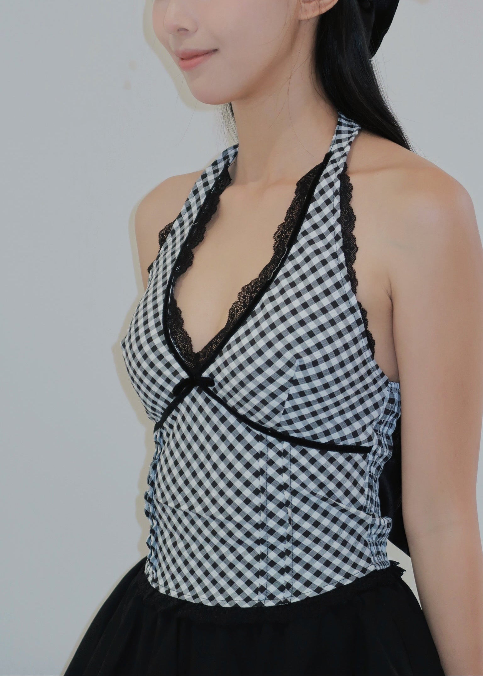 Chic Bow Halter Top - Black