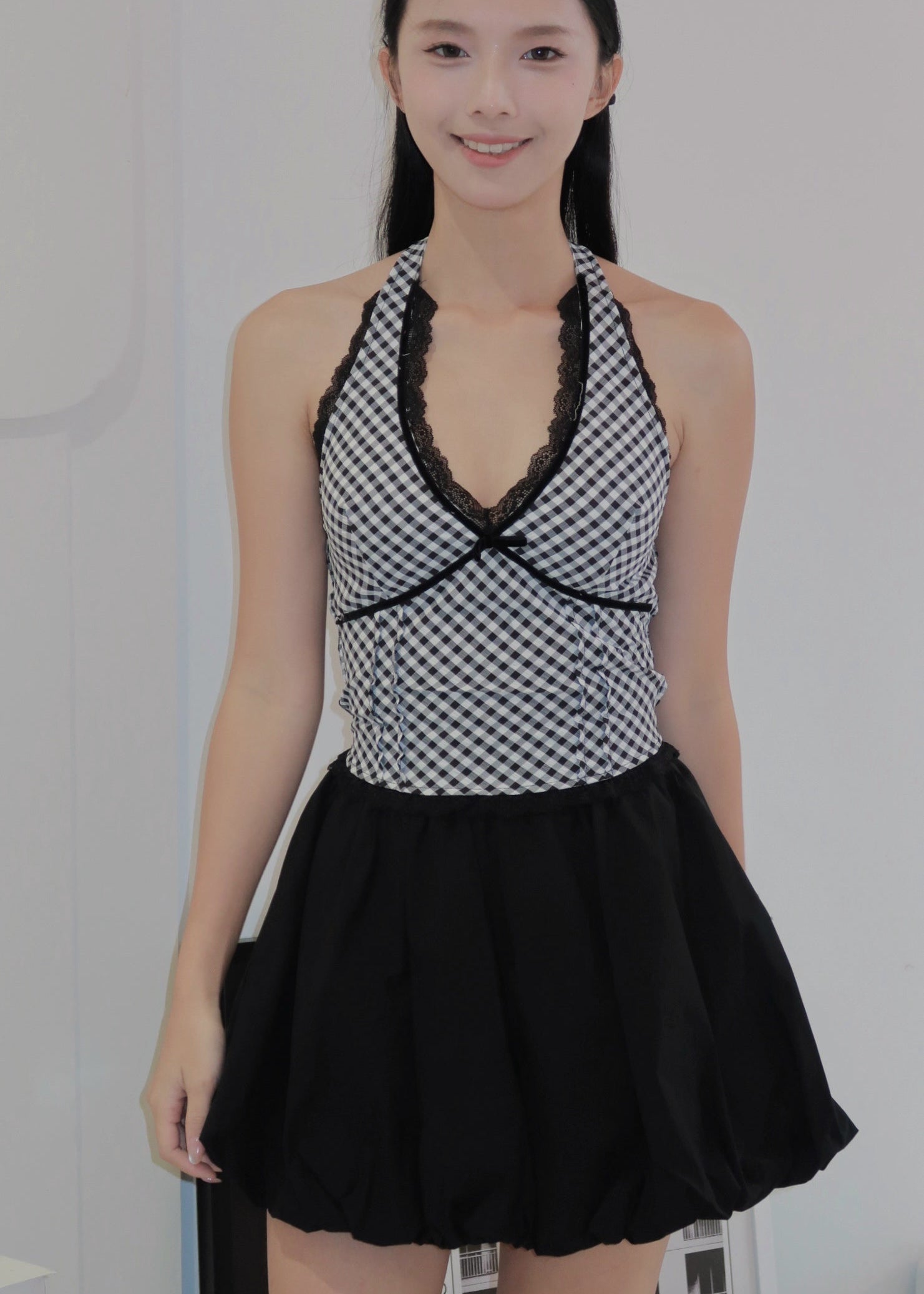 Chic Bow Halter Top - Black
