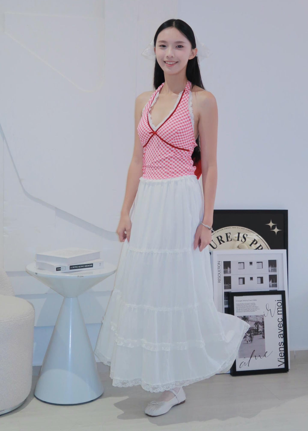 Chic Bow Halter Top - Red