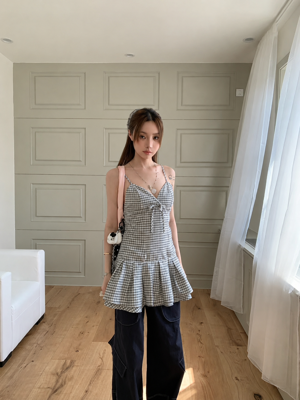 Sunday Check Top - Black