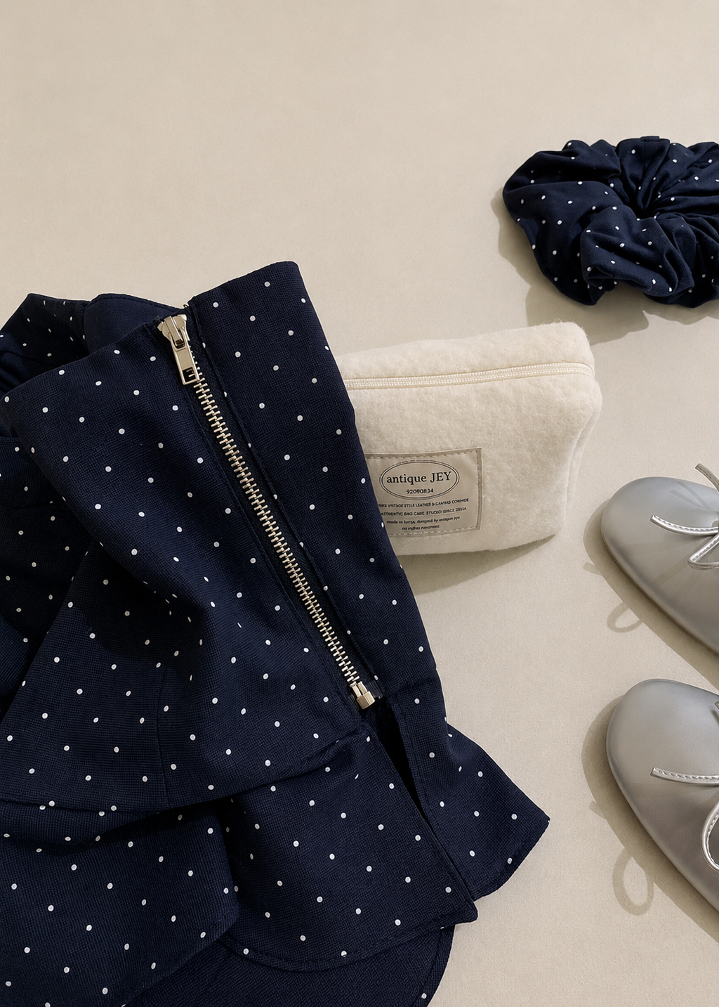 Harper Polka Top - Navy