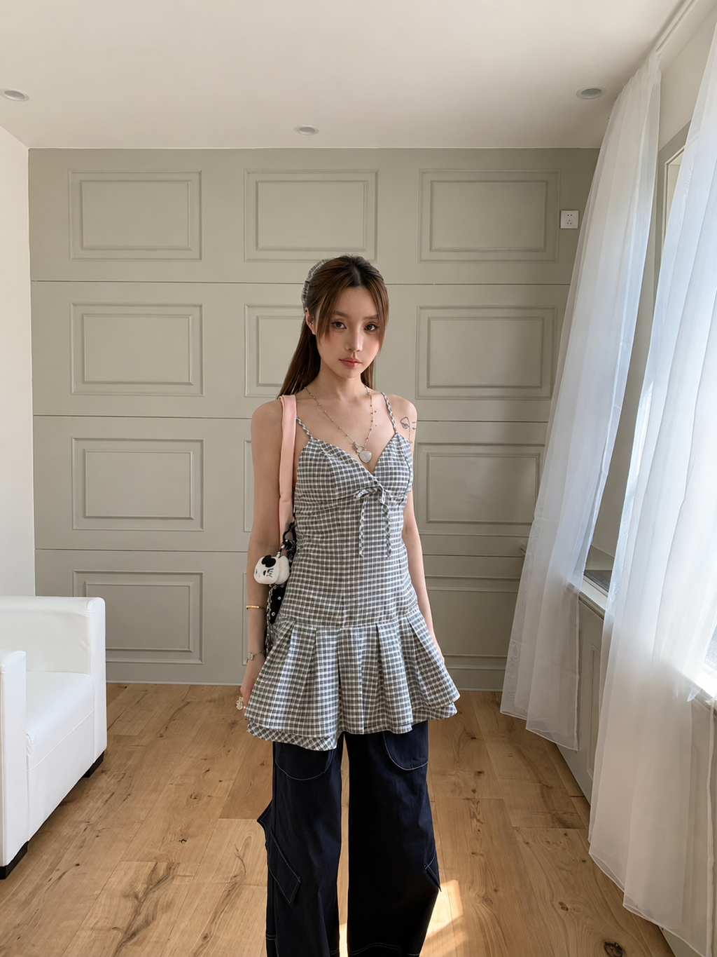 Sunday Check Top - Black