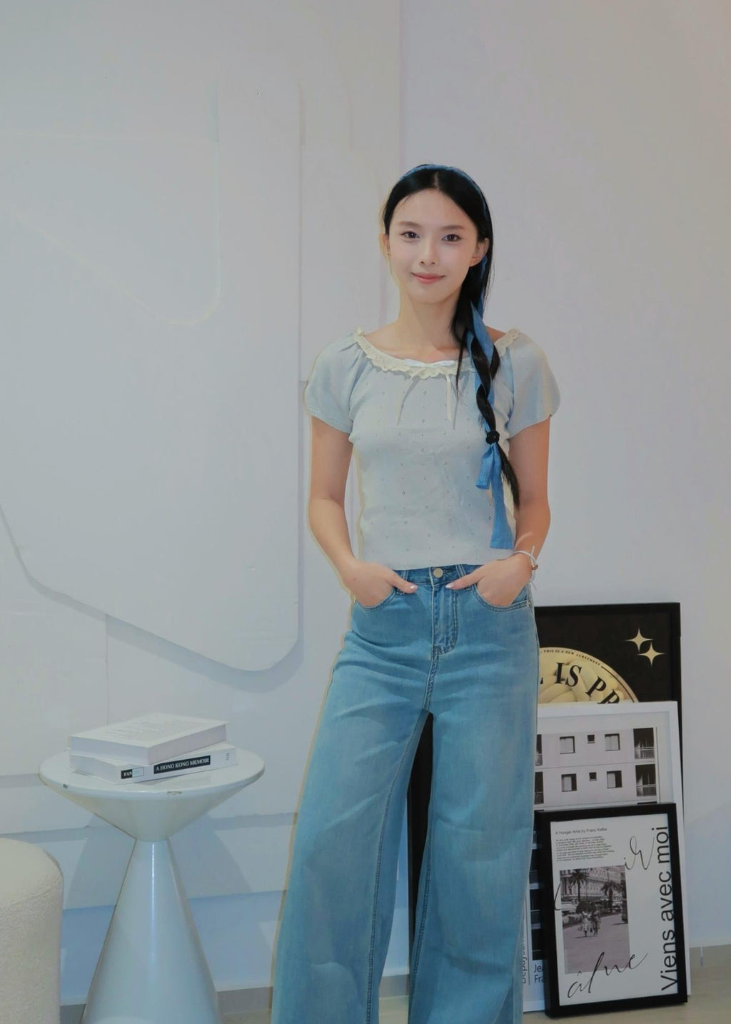 Puff Ruffle Top - Blue