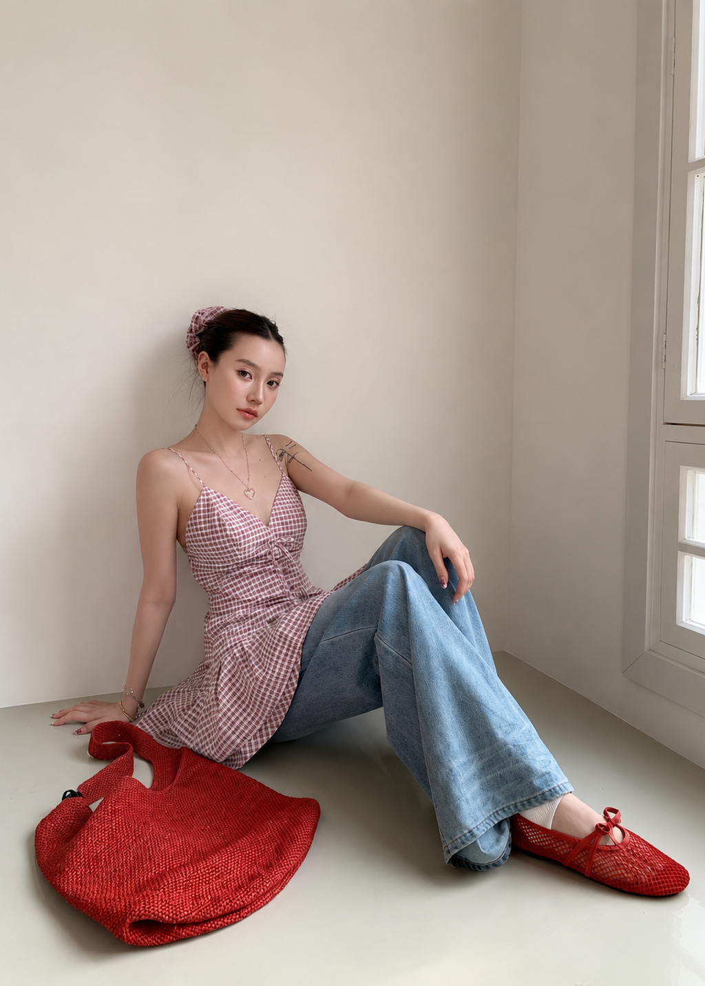 Sunday Check Top - Red