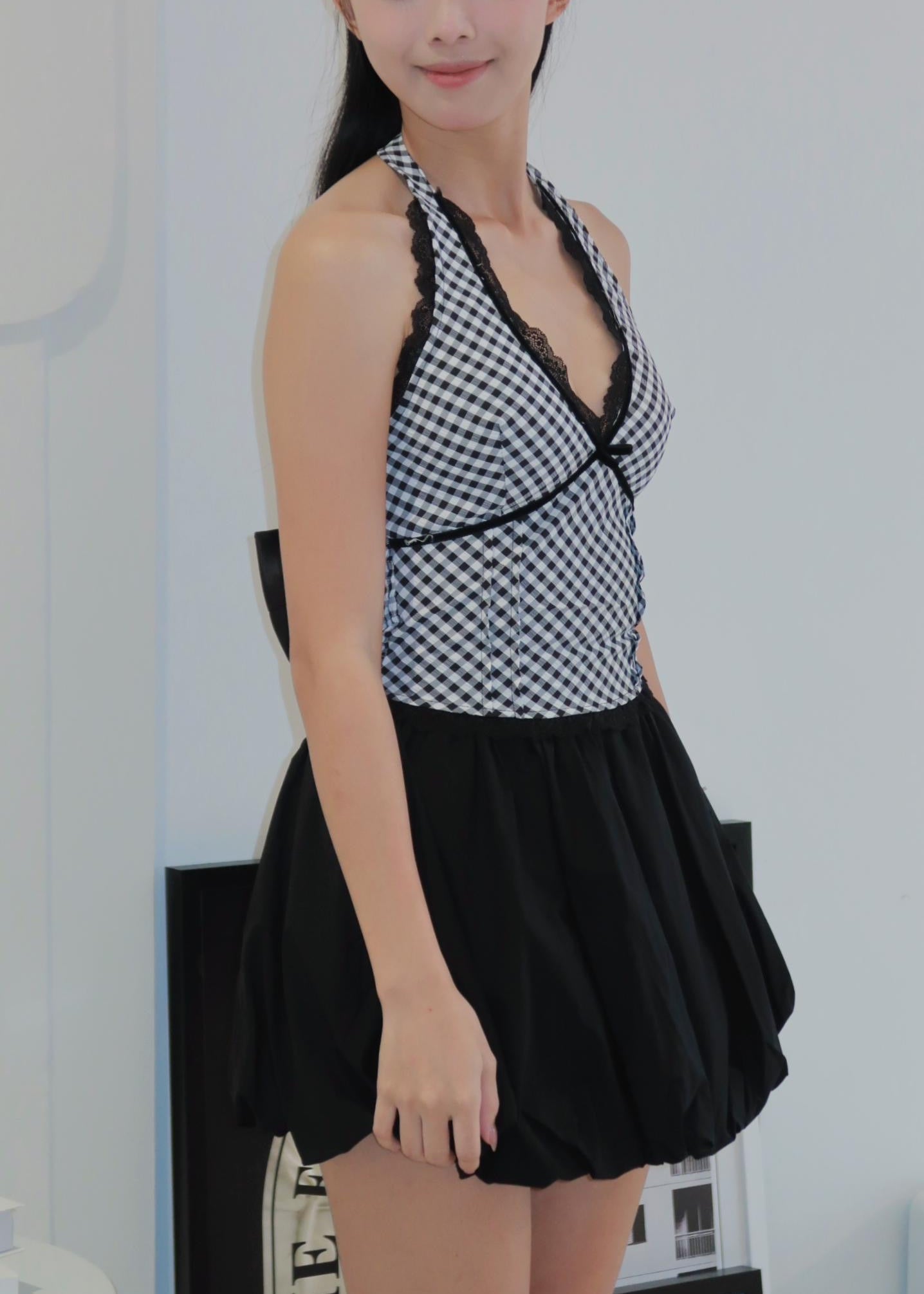 Chic Bow Halter Top - Black