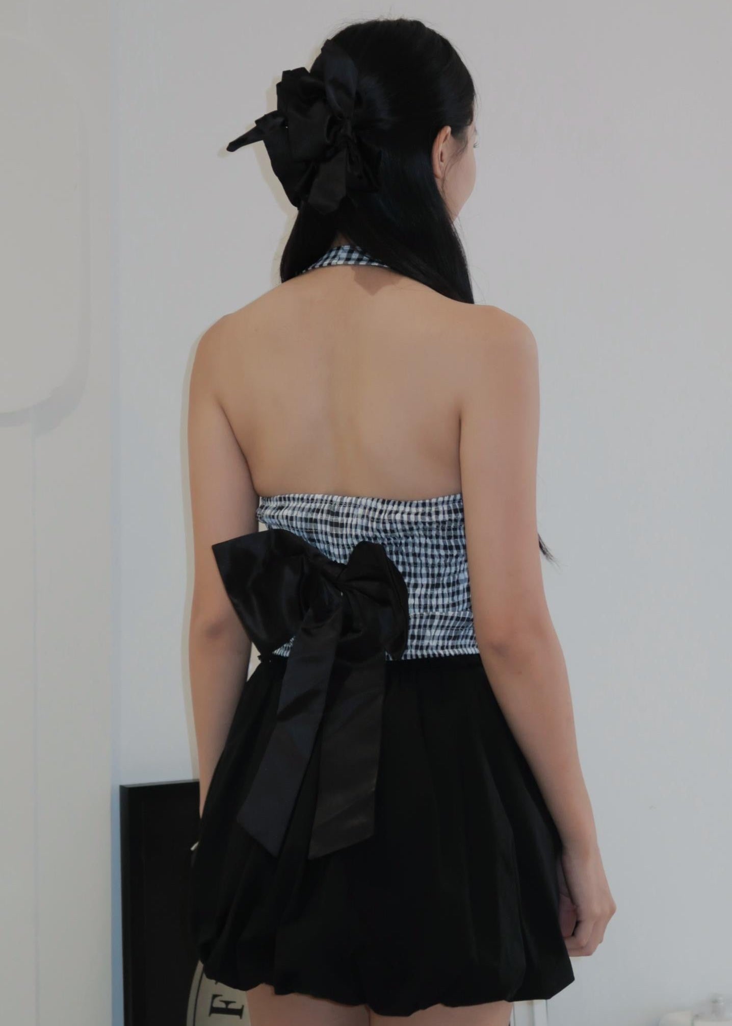 Chic Bow Halter Top - Black