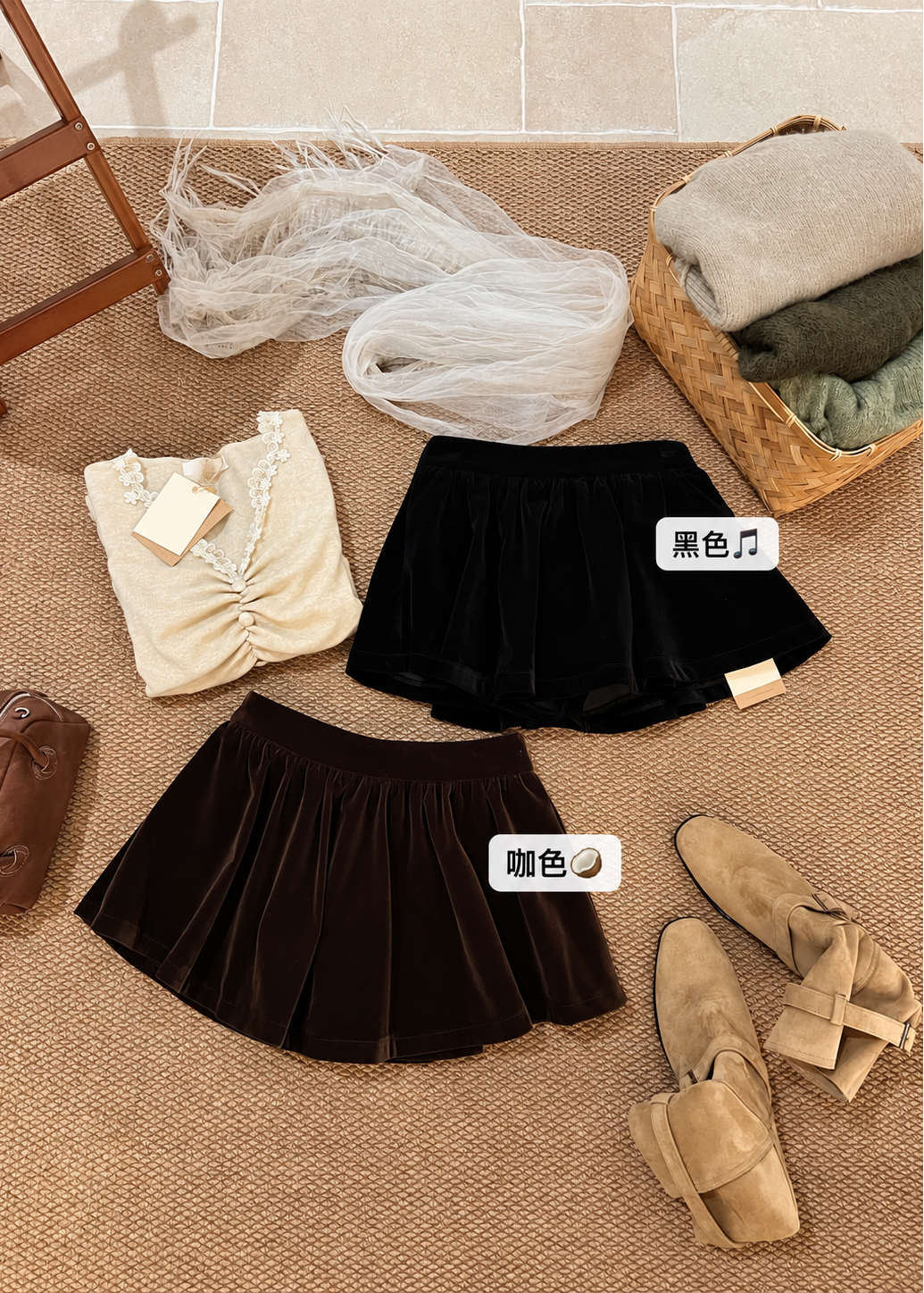 【 Pre-Order】Velvet Mini Skirt
