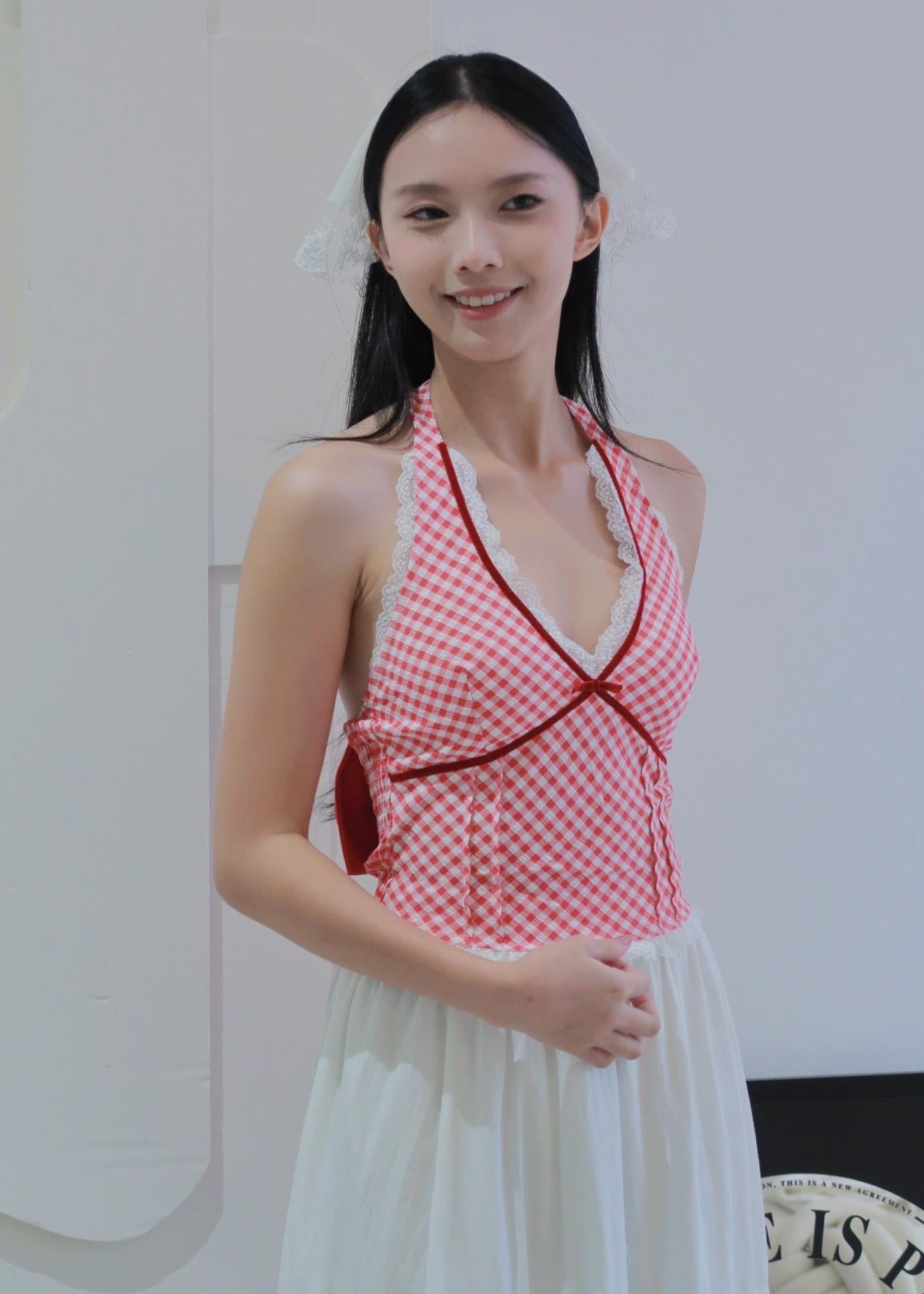 Chic Bow Halter Top - Red