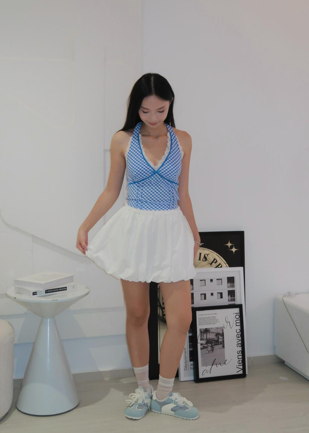 Chic Bow Halter Top - Blue