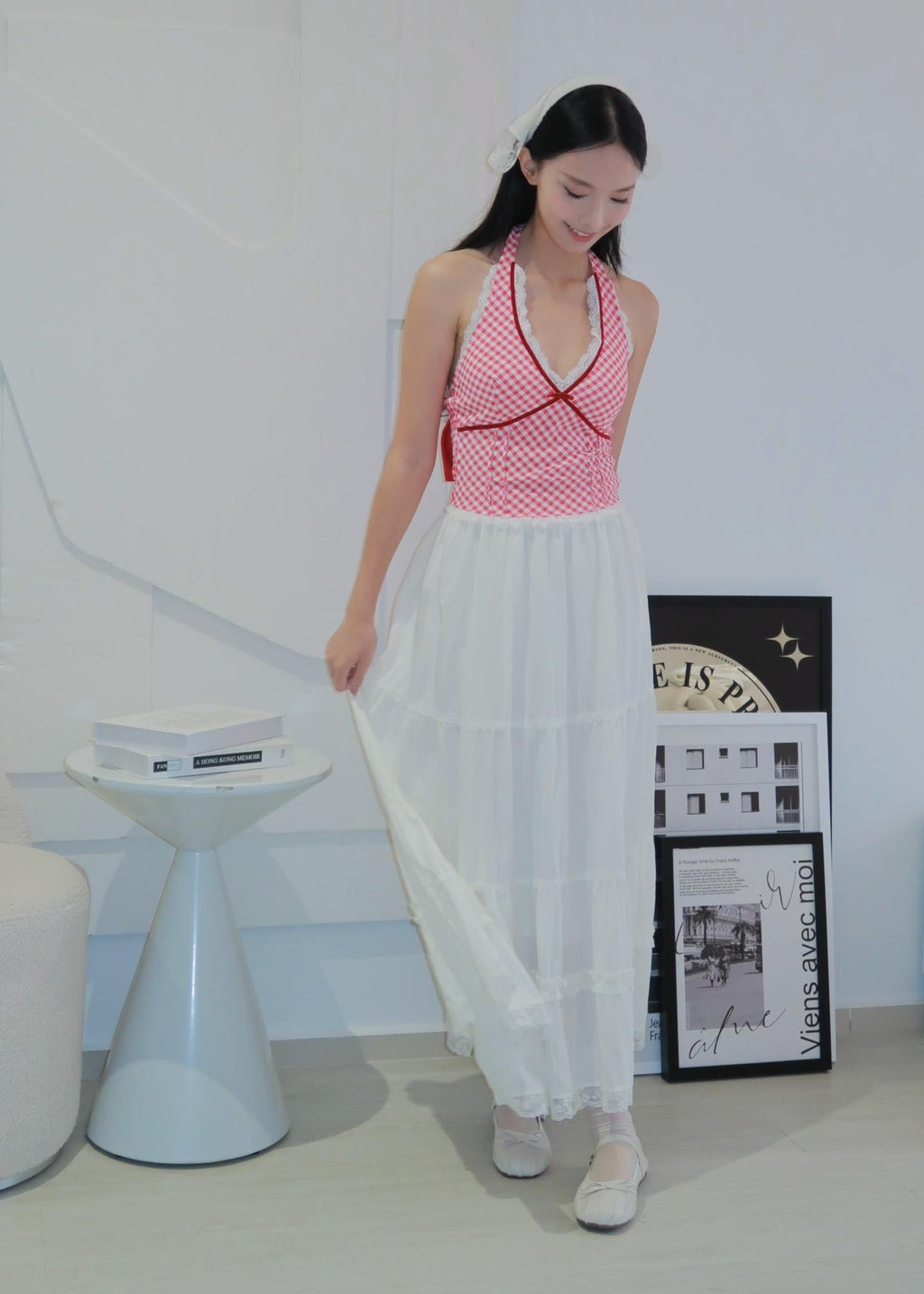 Chic Bow Halter Top - Red