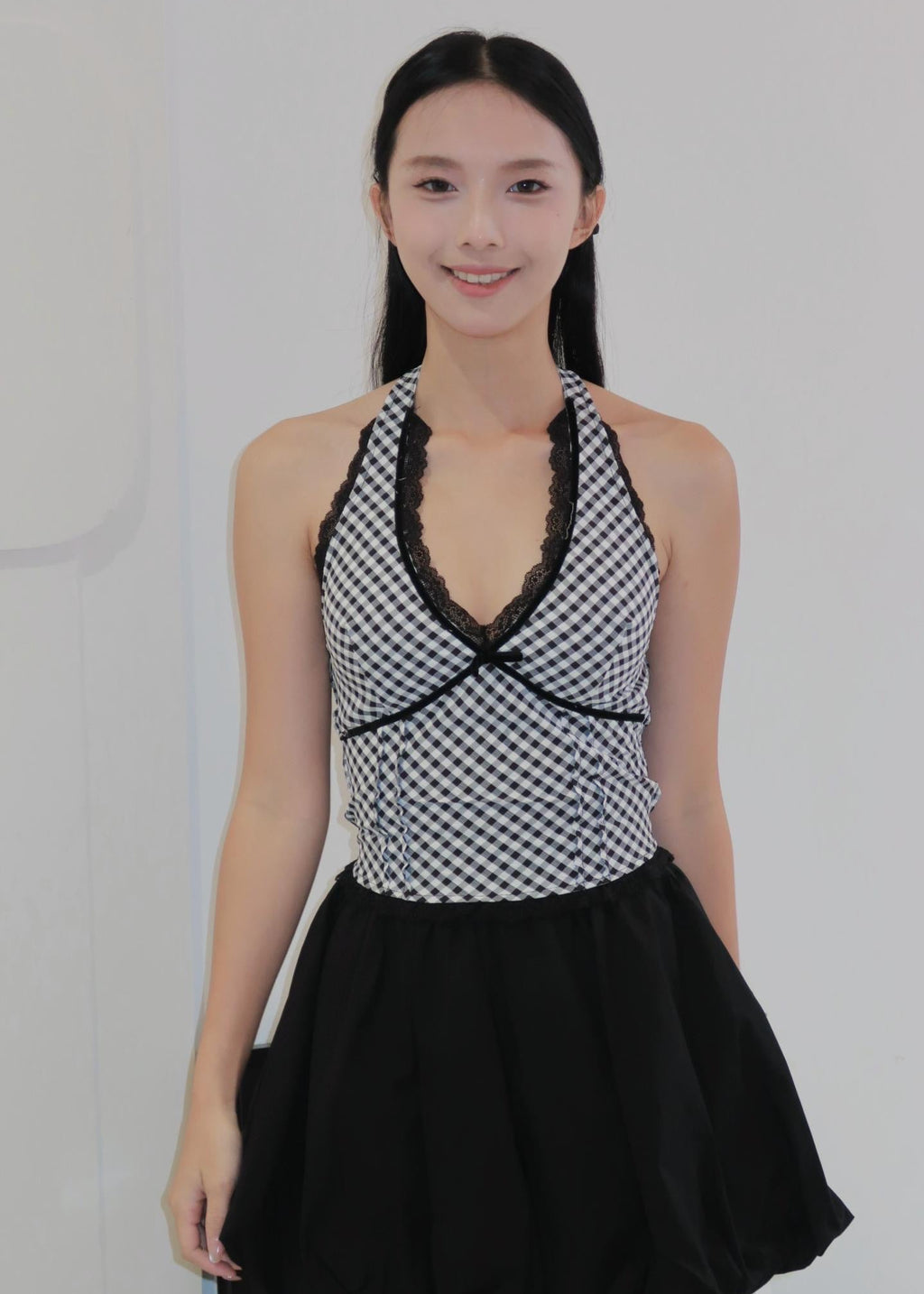 Chic Bow Halter Top - Black