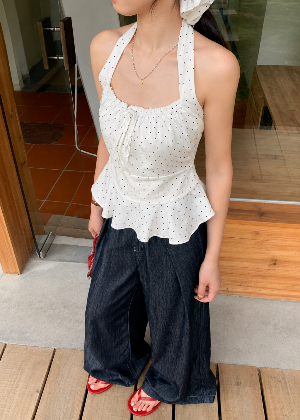 Harper Polka Top - White