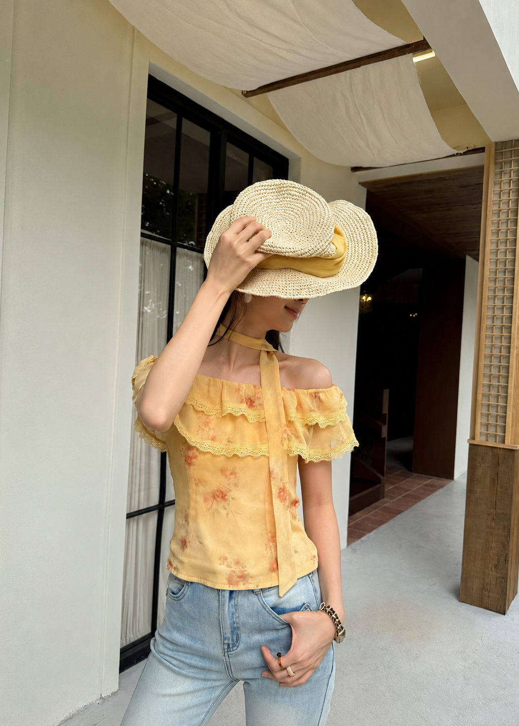 Celeste Lace Top - Yellow