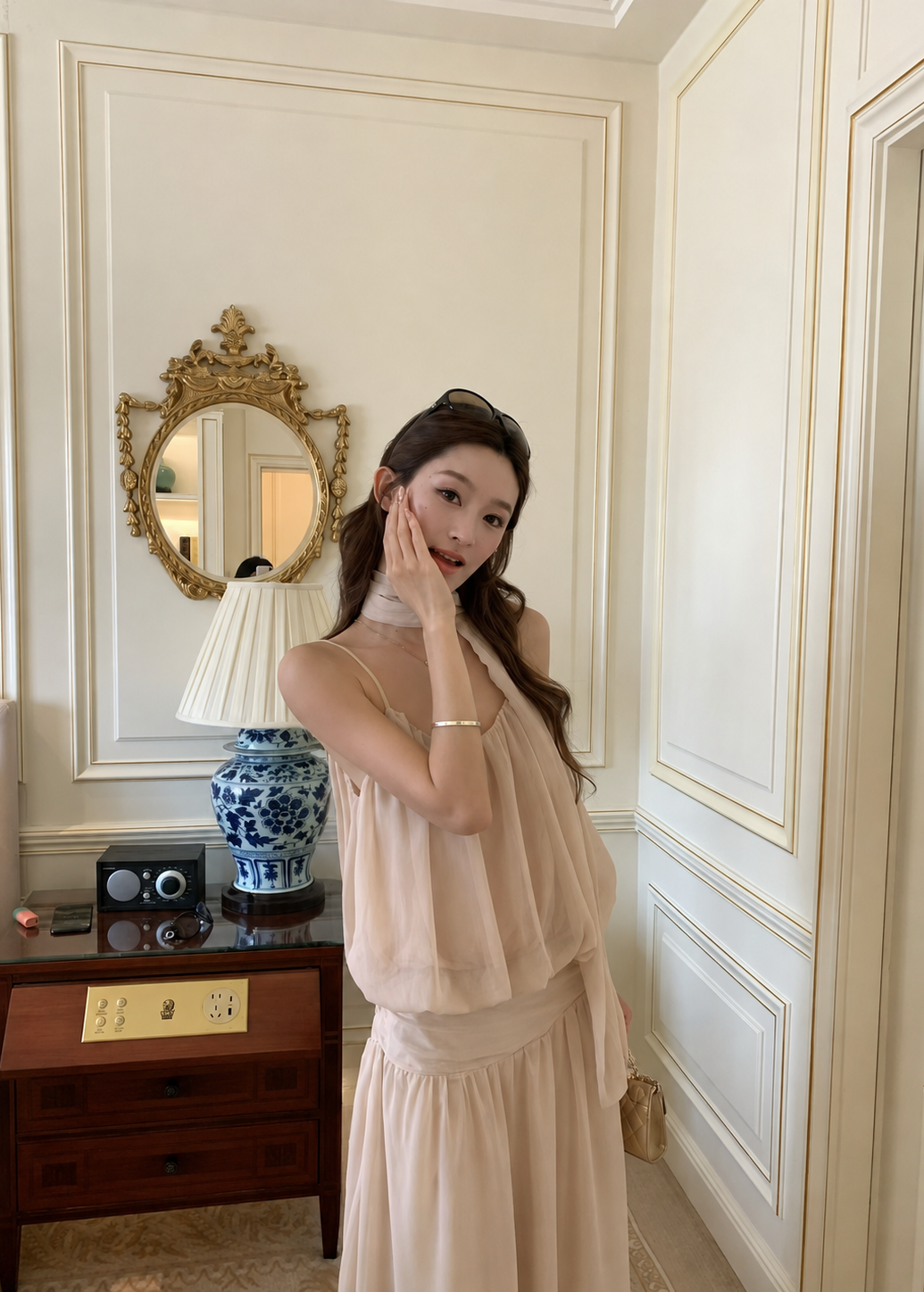 Elara Drape Set - Almond White