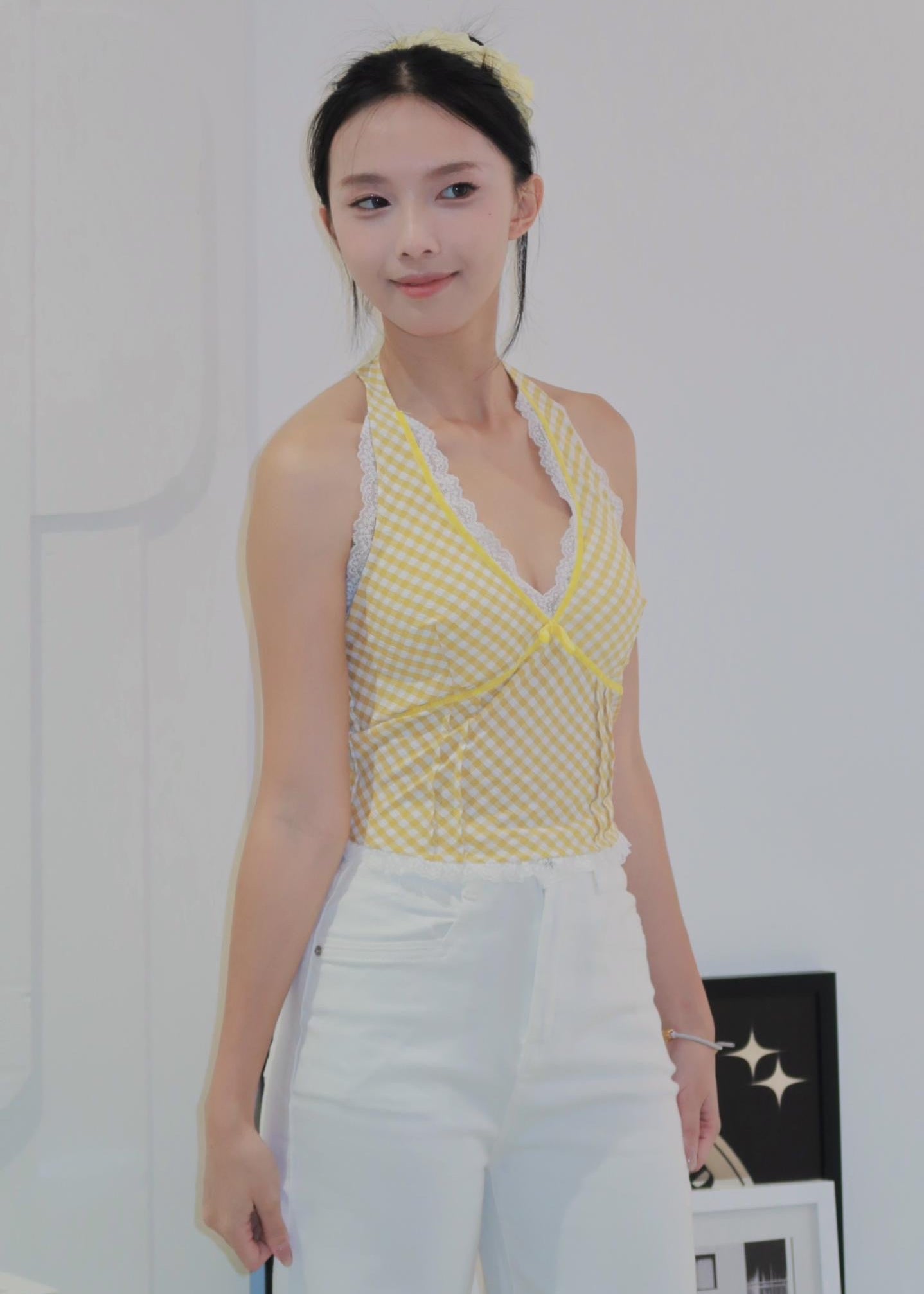 Chic Bow Halter Top - Yellow