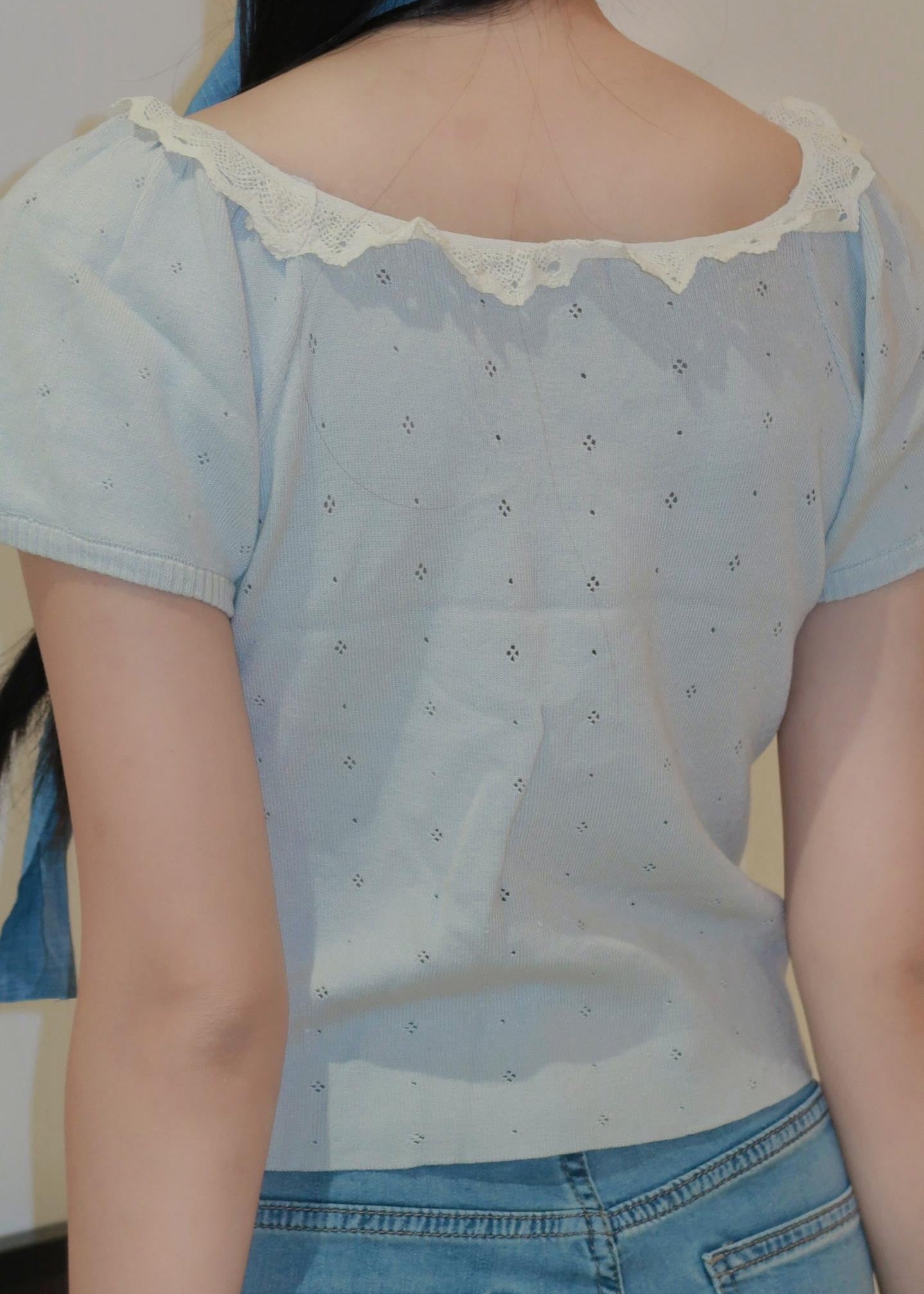 Puff Ruffle Top - Blue