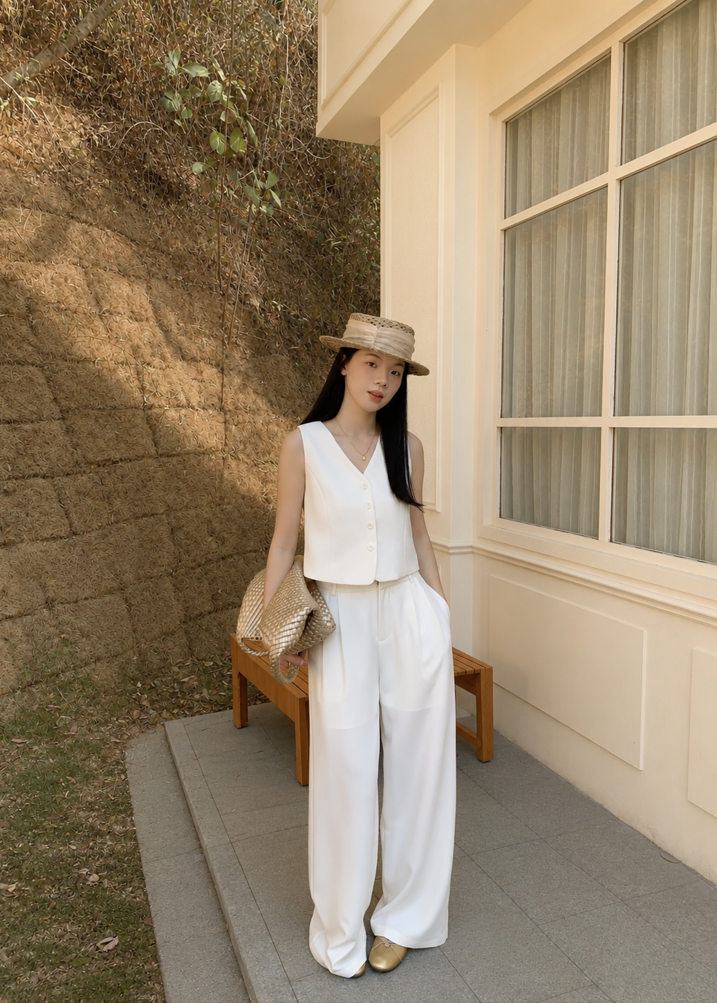 Reese Vest Set - White