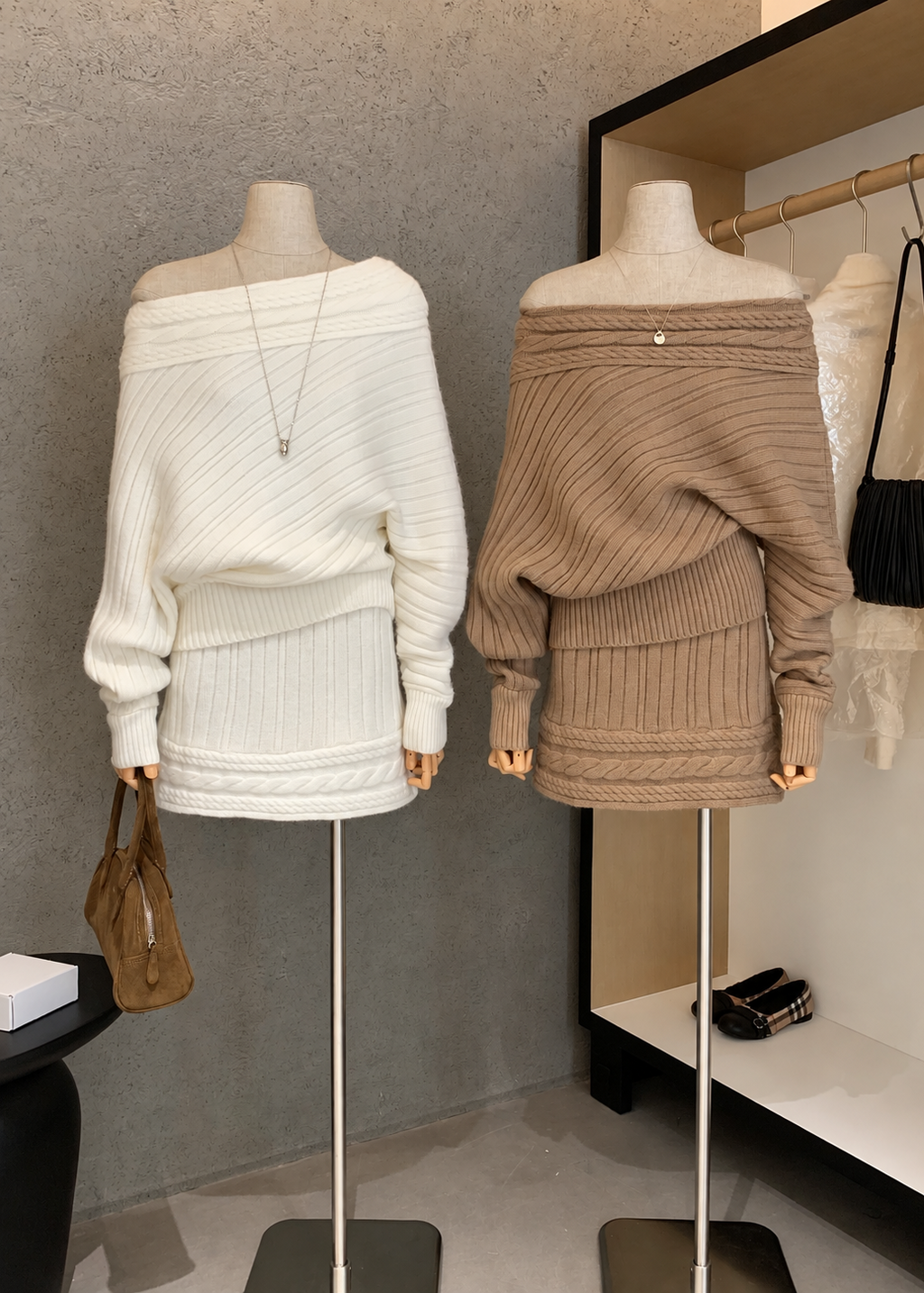 【 Pre-Order】Vanya Off-Shoulder Knit Set