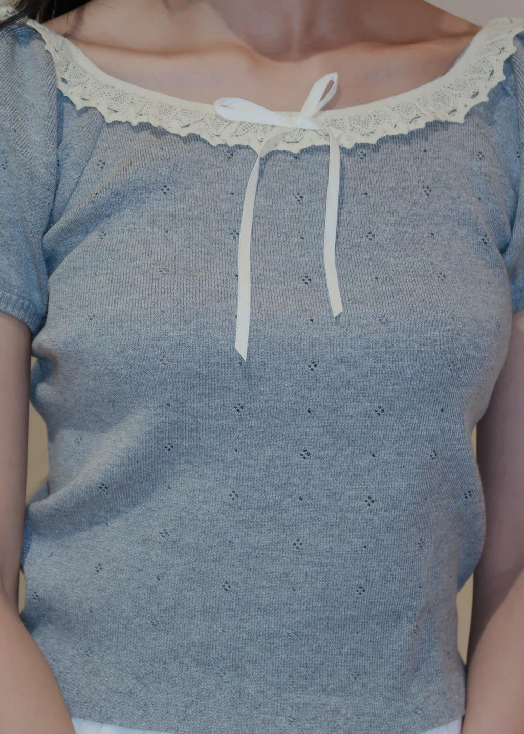 Puff Ruffle Top - Grey