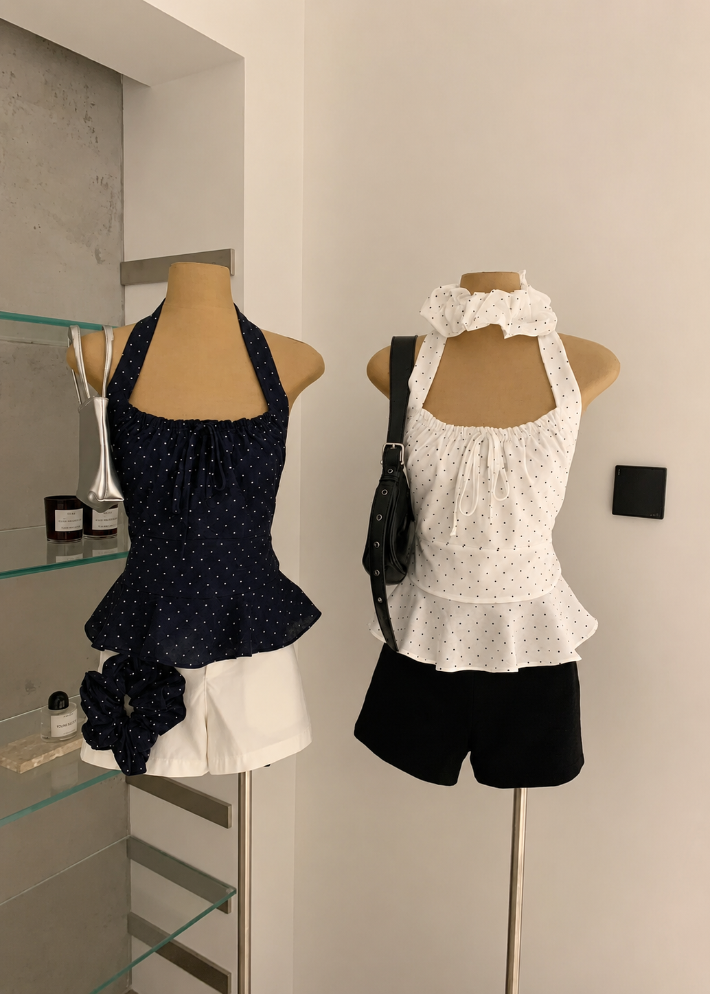 Harper Polka Top - Navy
