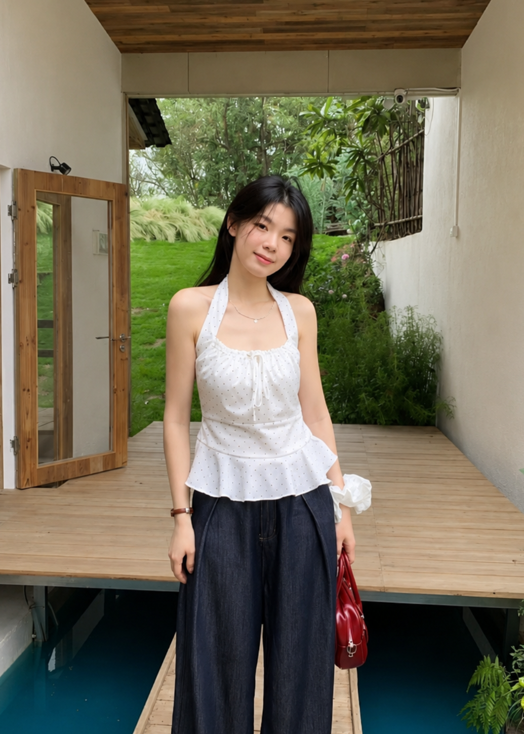Harper Polka Top - White