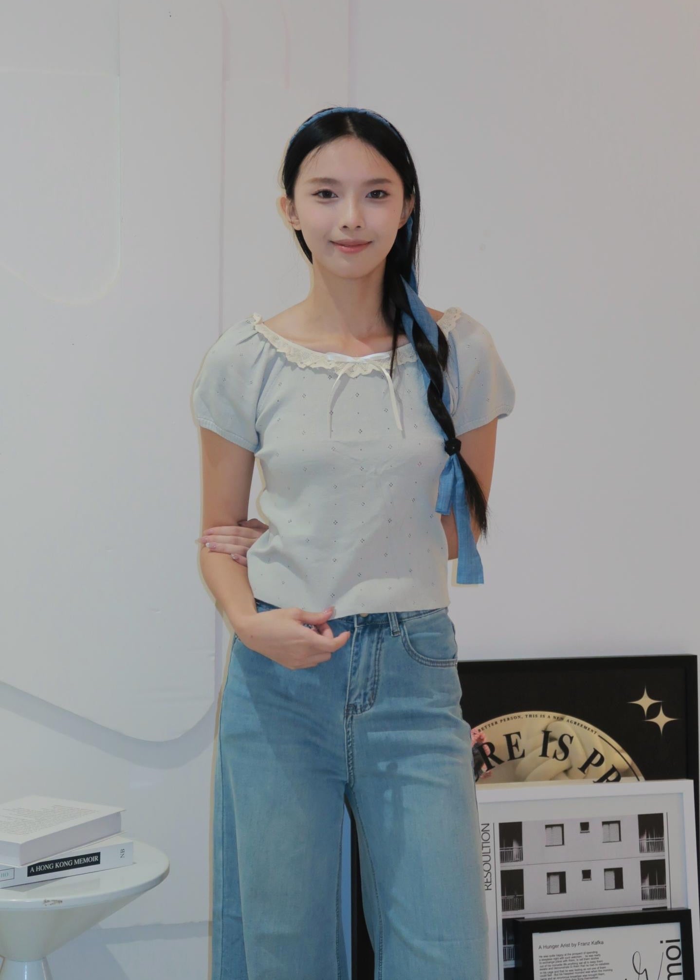 Puff Ruffle Top - Blue