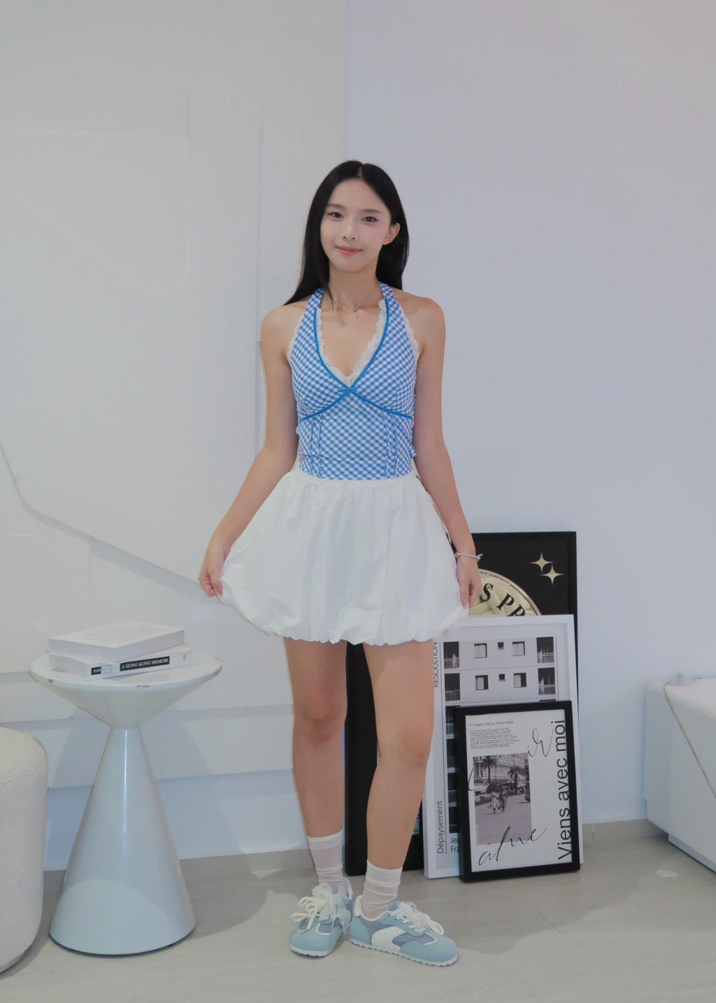 Chic Bow Halter Top - Blue