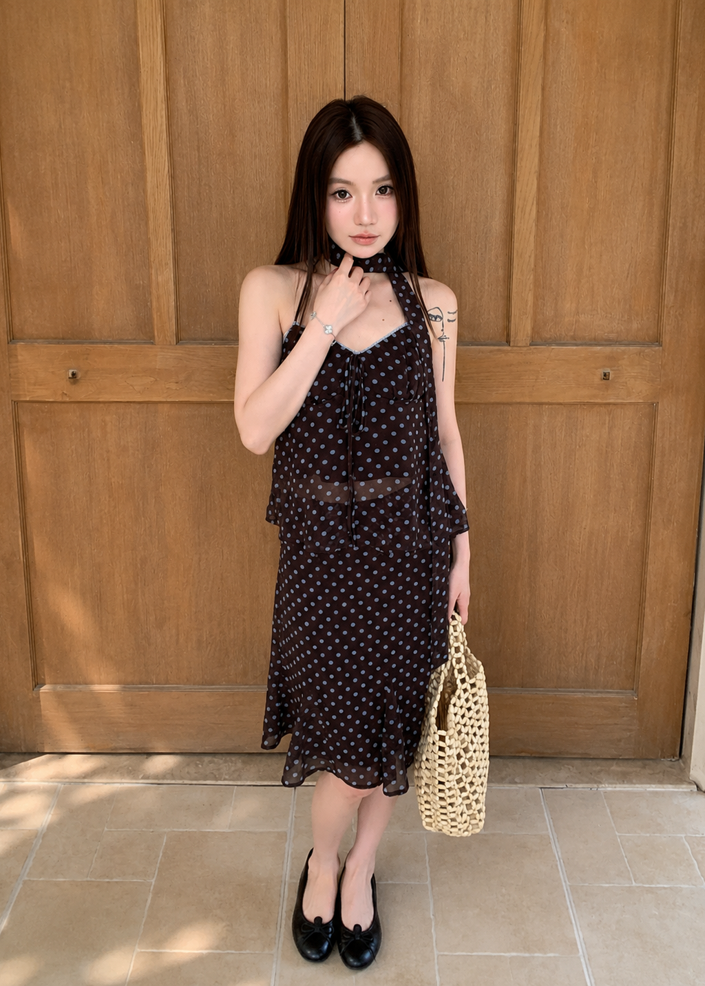 Heidi Polka Two-Piece Set - Mocha