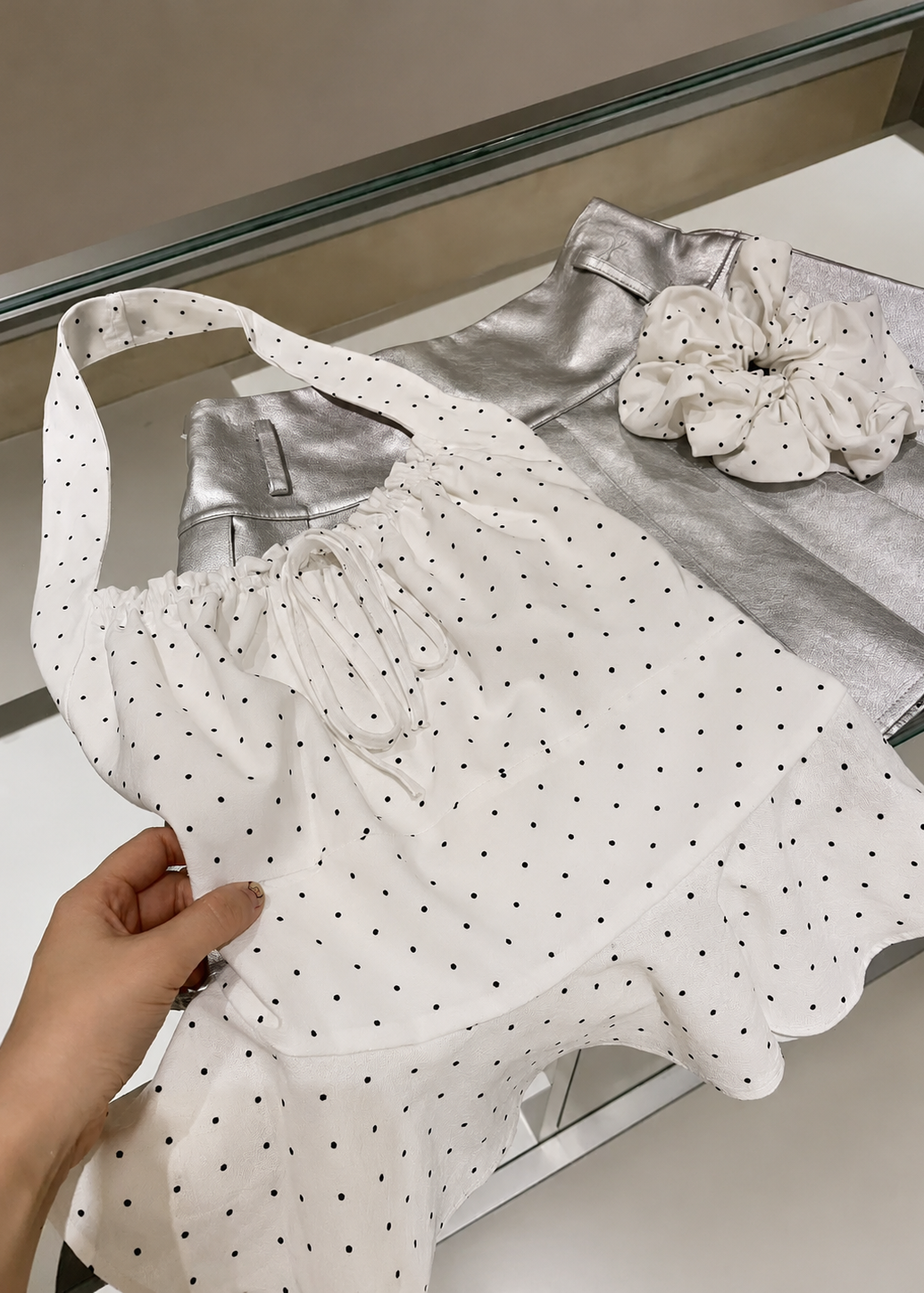 Harper Polka Top - White