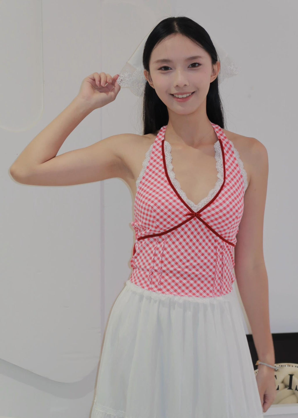 Chic Bow Halter Top - Red