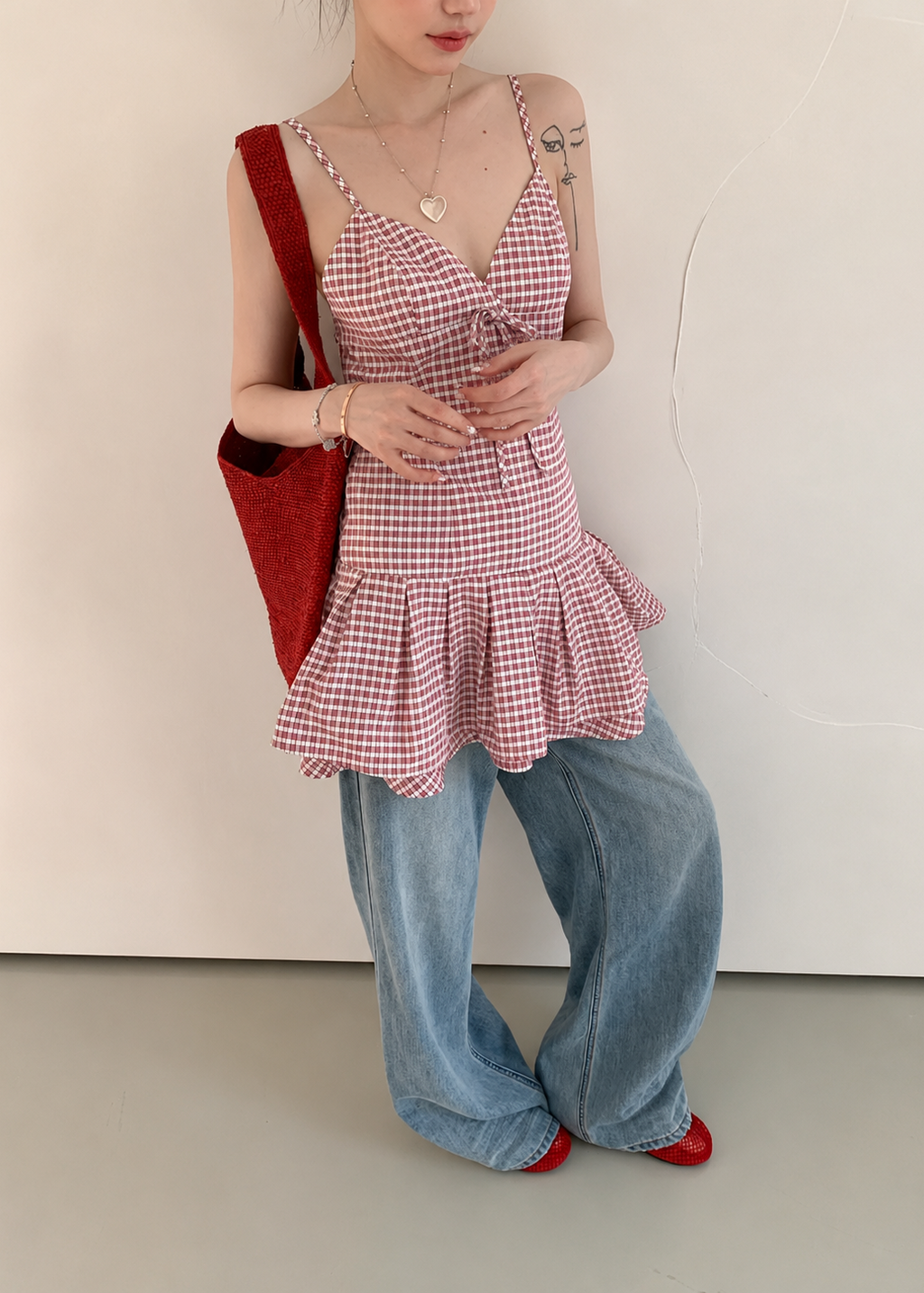 Sunday Check Top - Red