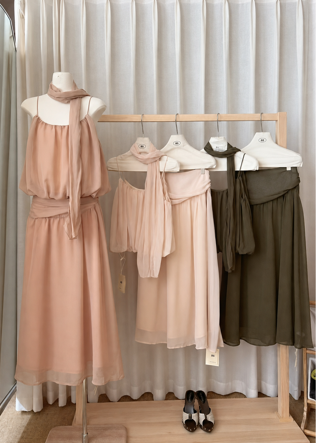 Elara Drape Set - Almond White