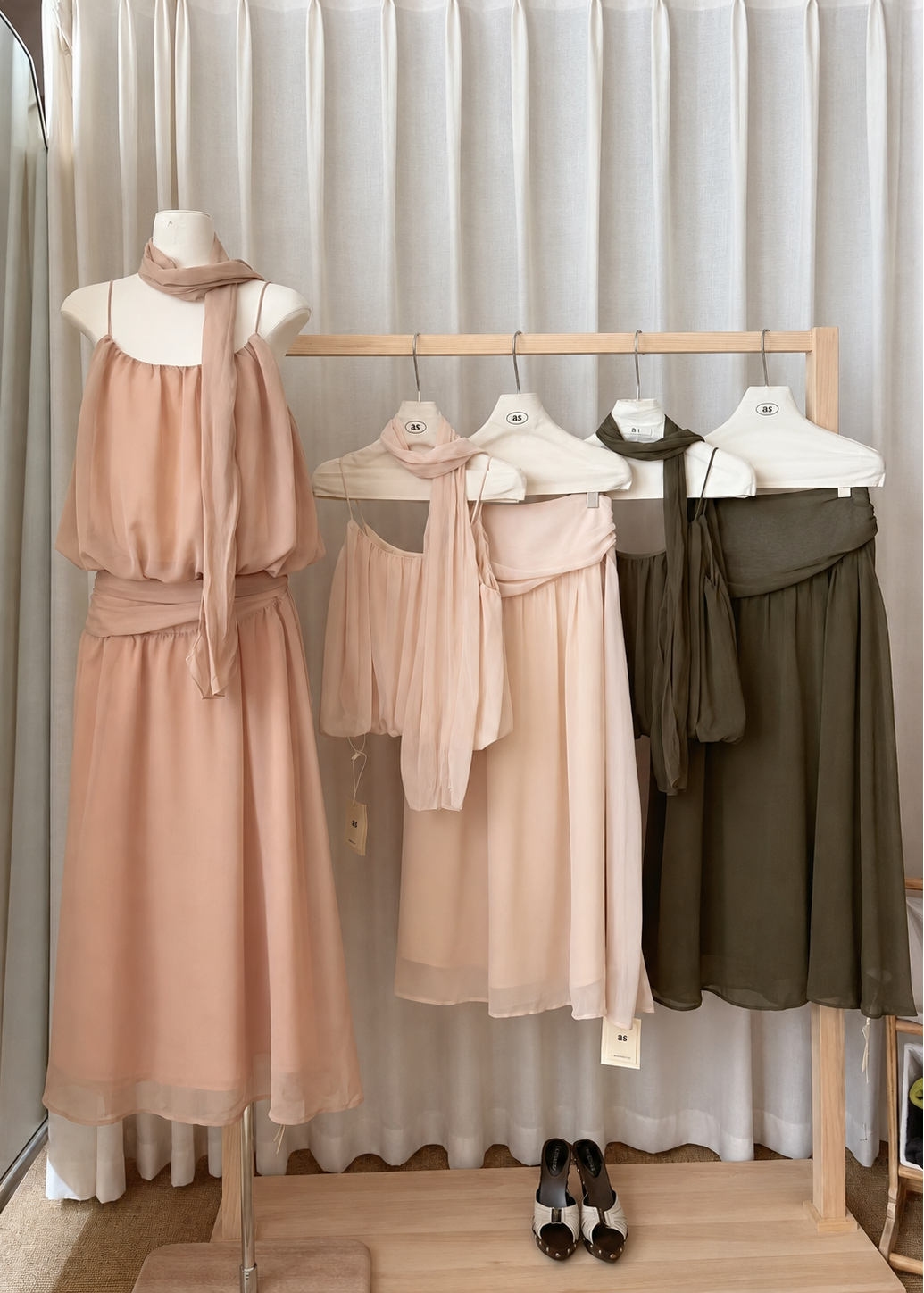Elara Drape Set - Almond White
