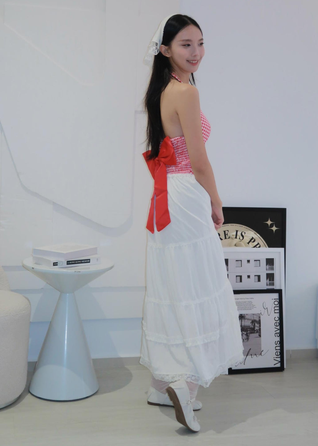 Chic Bow Halter Top - Red