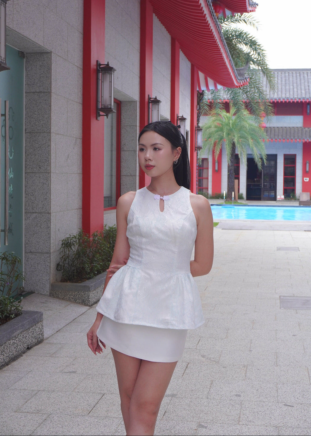 Lace Jacquad Top 素花蕾丝提花上衣