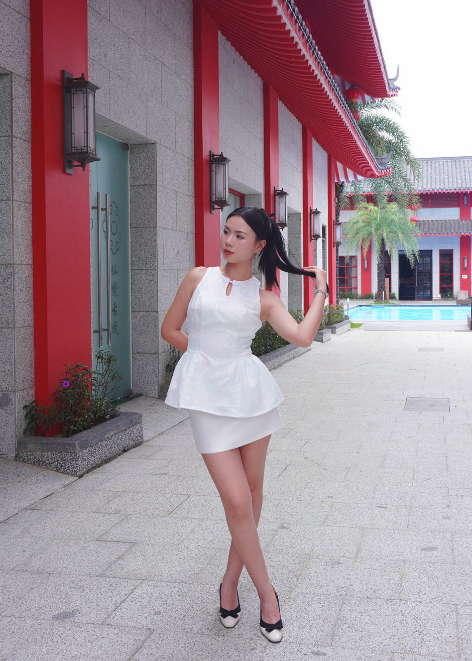 Lace Jacquad Top 素花蕾丝提花上衣