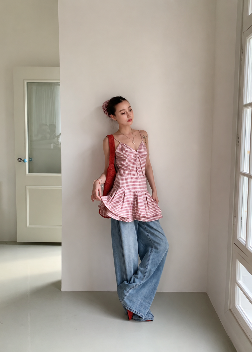 Sunday Check Top - Red