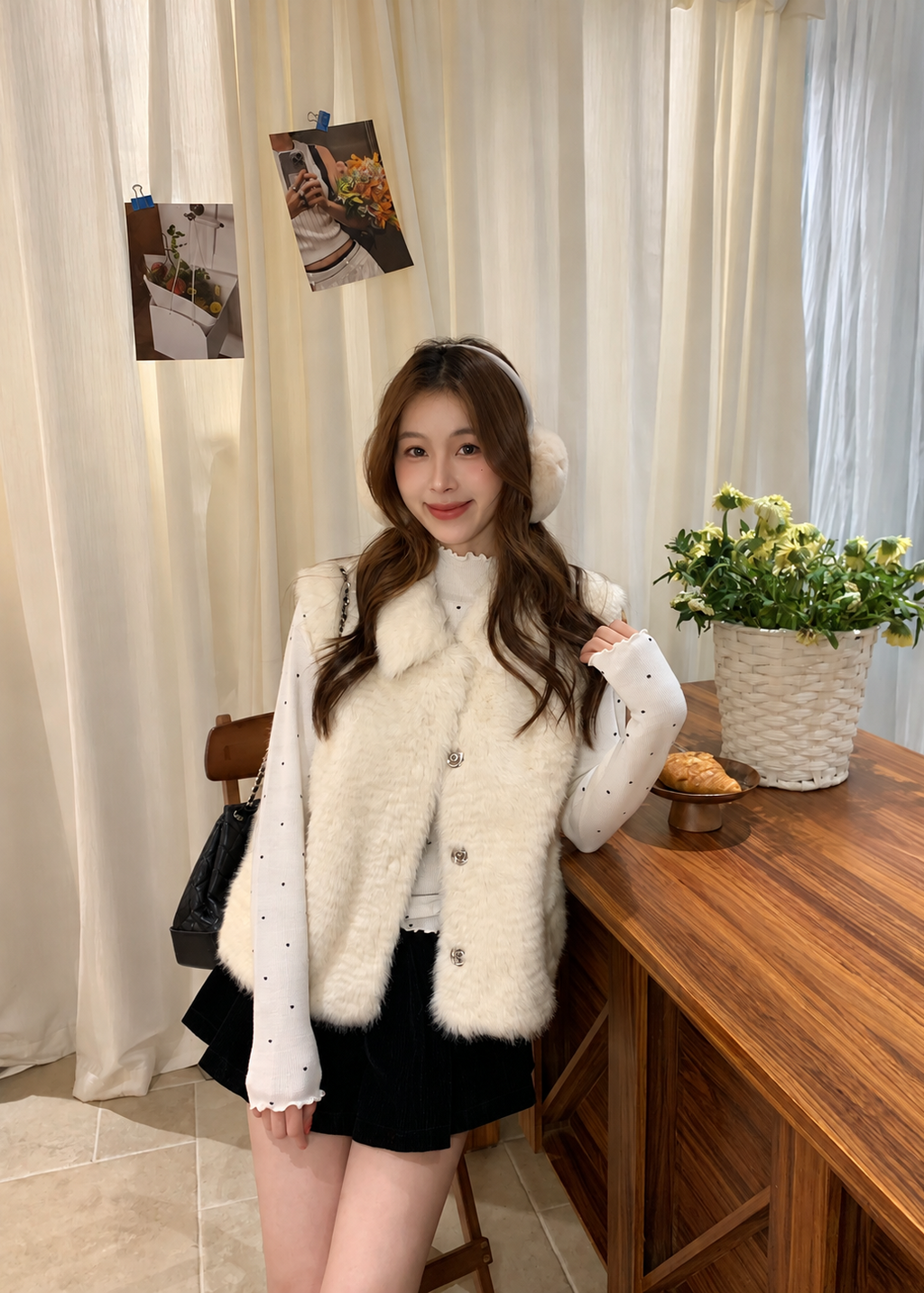 【 Pre-Order 】Hush Faux Fur Collar Vest